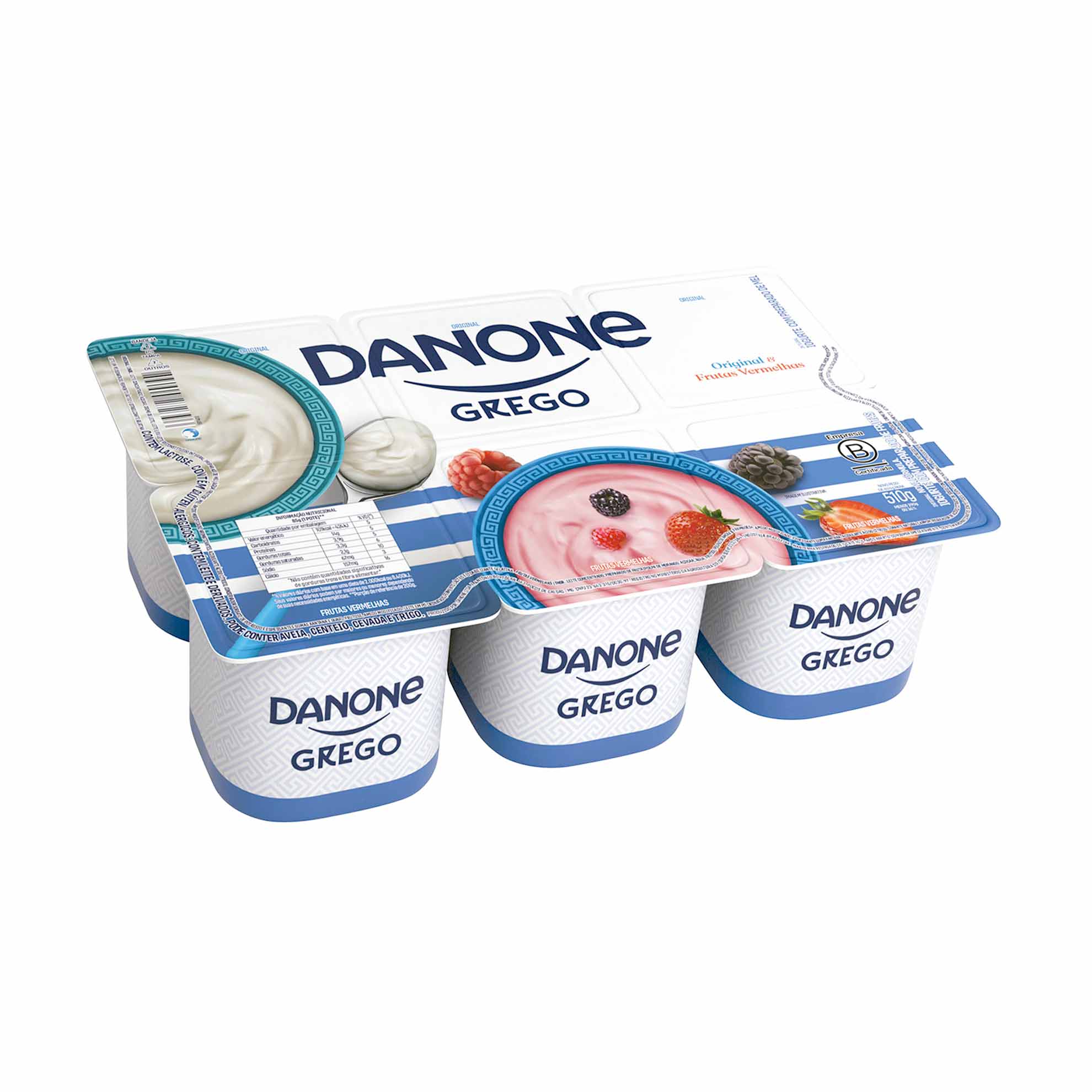 Iogurte Original e Frutas Vermelhas Grego Danone 510g