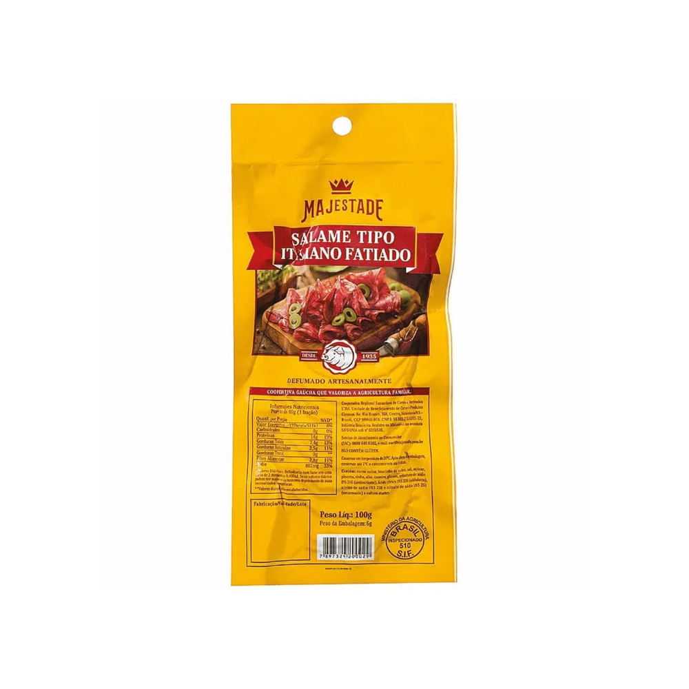 Salame tipo Italiano Fatiado Majestade 100g