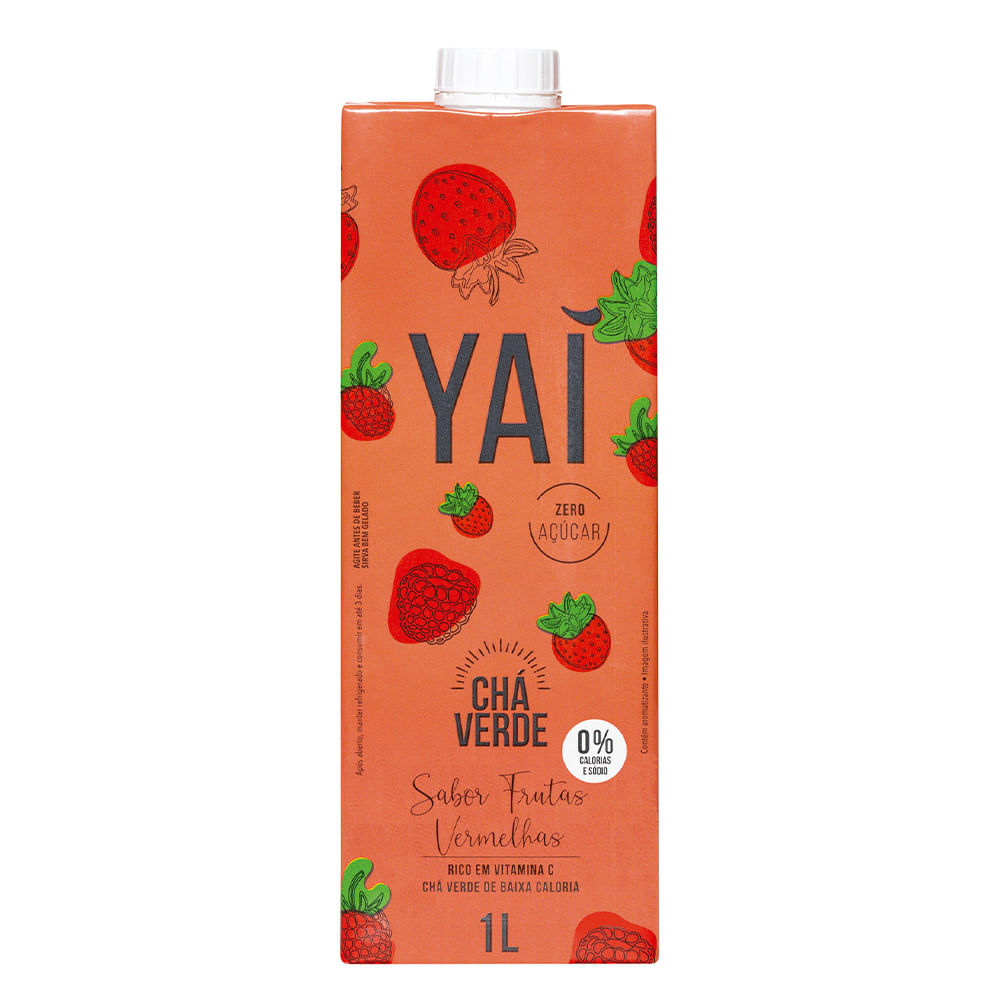 Cha Verde sabor Frutas Vermelhas Zero Açúcar Yaí 1 Litro