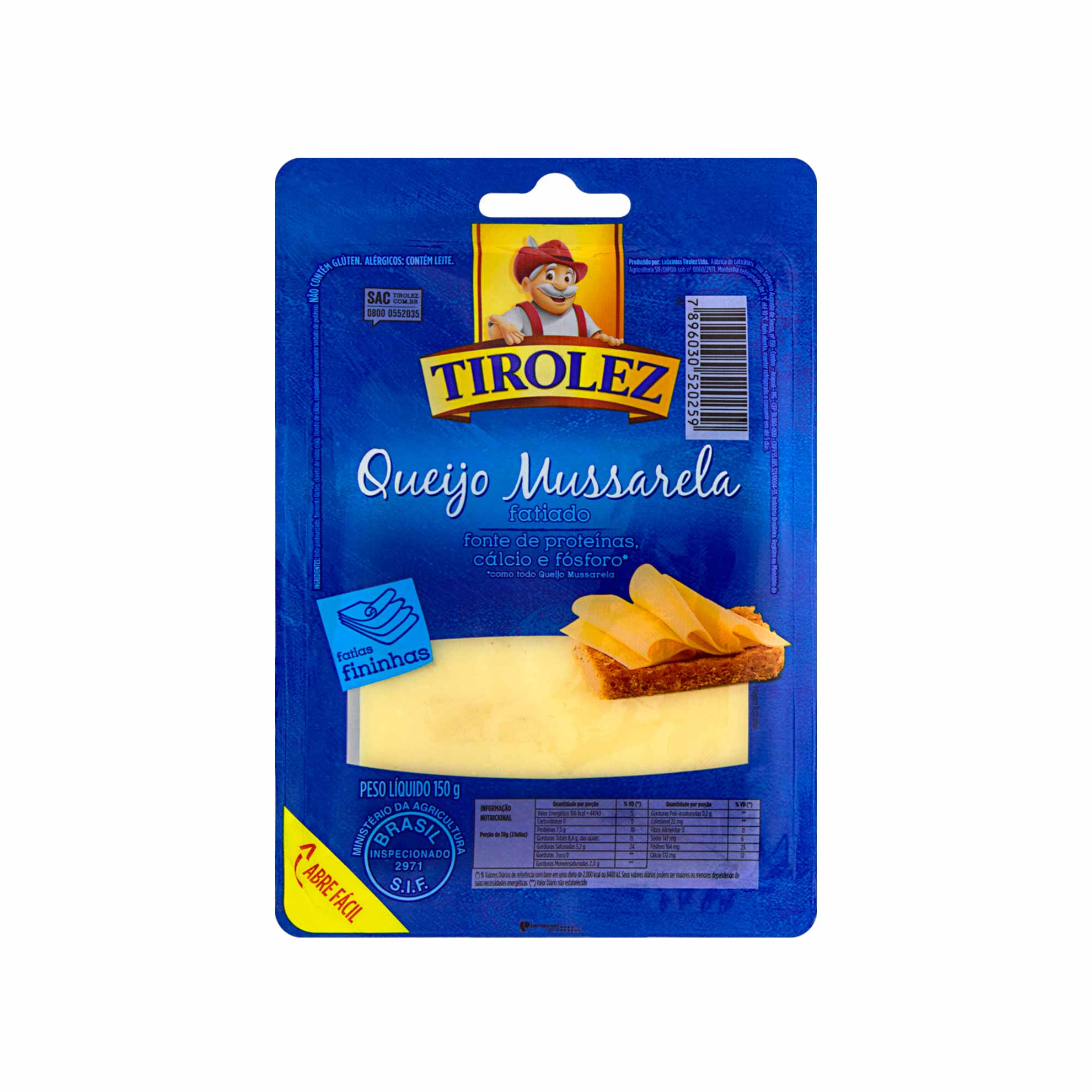 Queijo Mussarela Fatiado Tirolez 150g