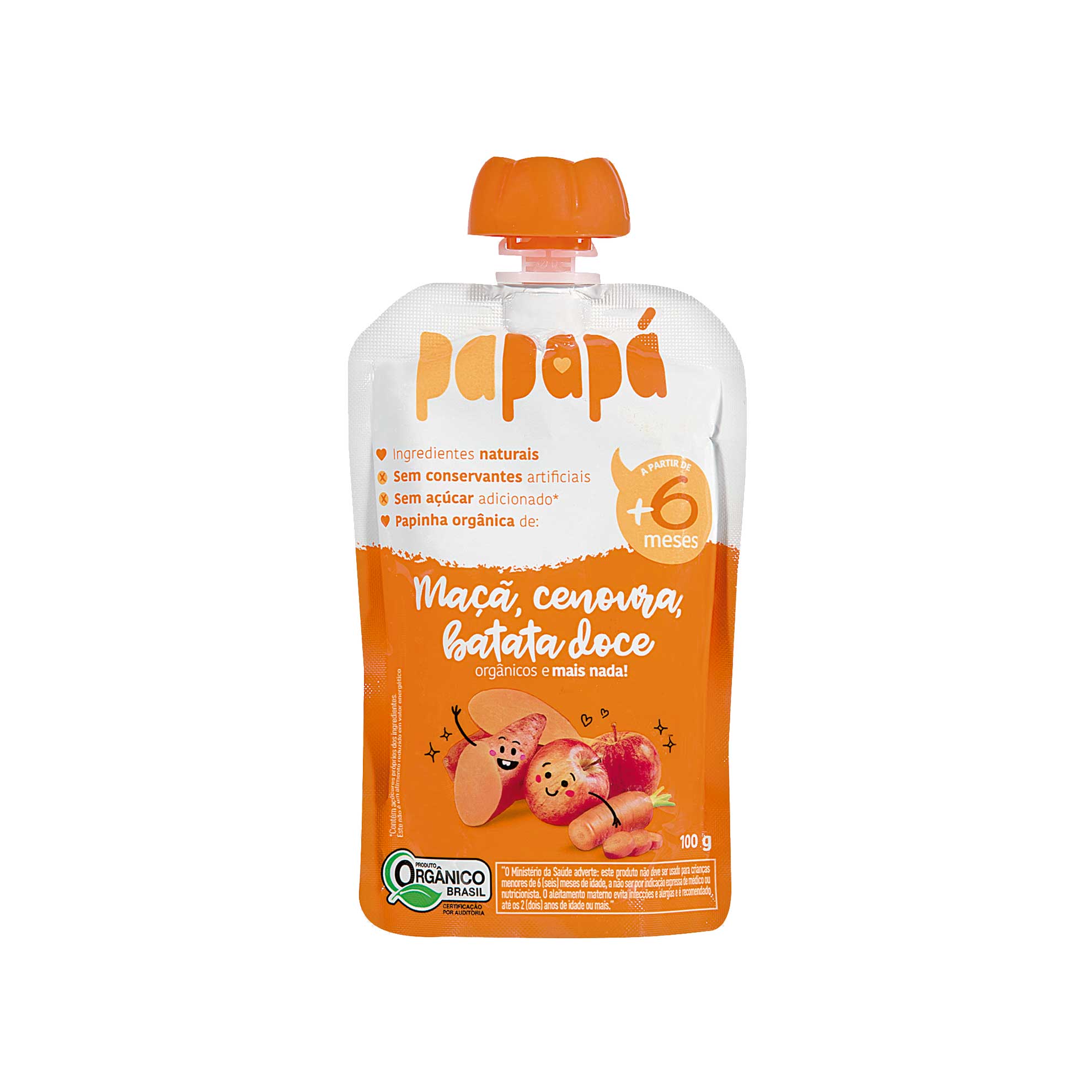 Purê de Maçã, Cenoura e Batata-doce Orgânico Papapá 100g