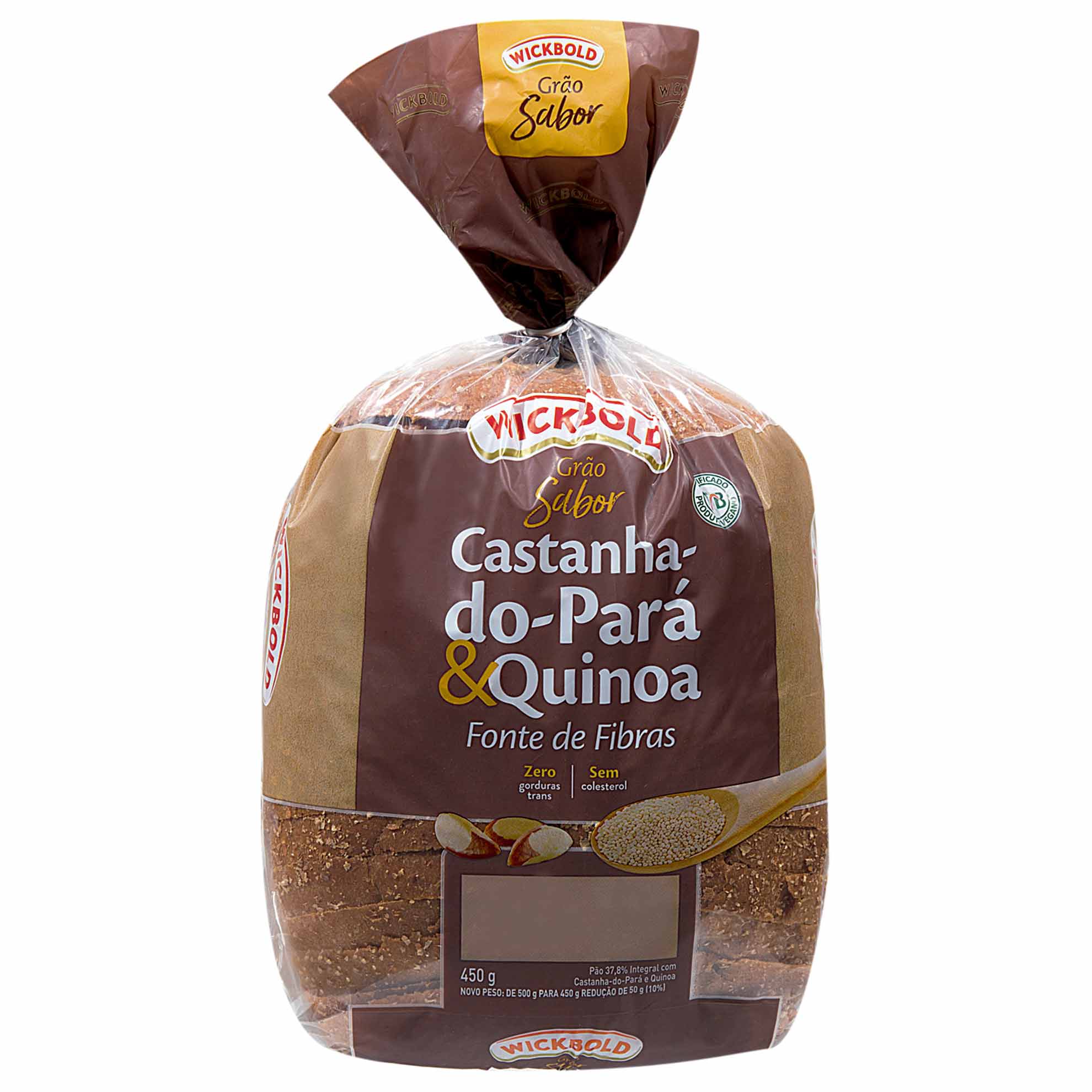Pão de Forma Integral Castanha-do-Pará e Quinoa Grão Sabor Wickbold 450g