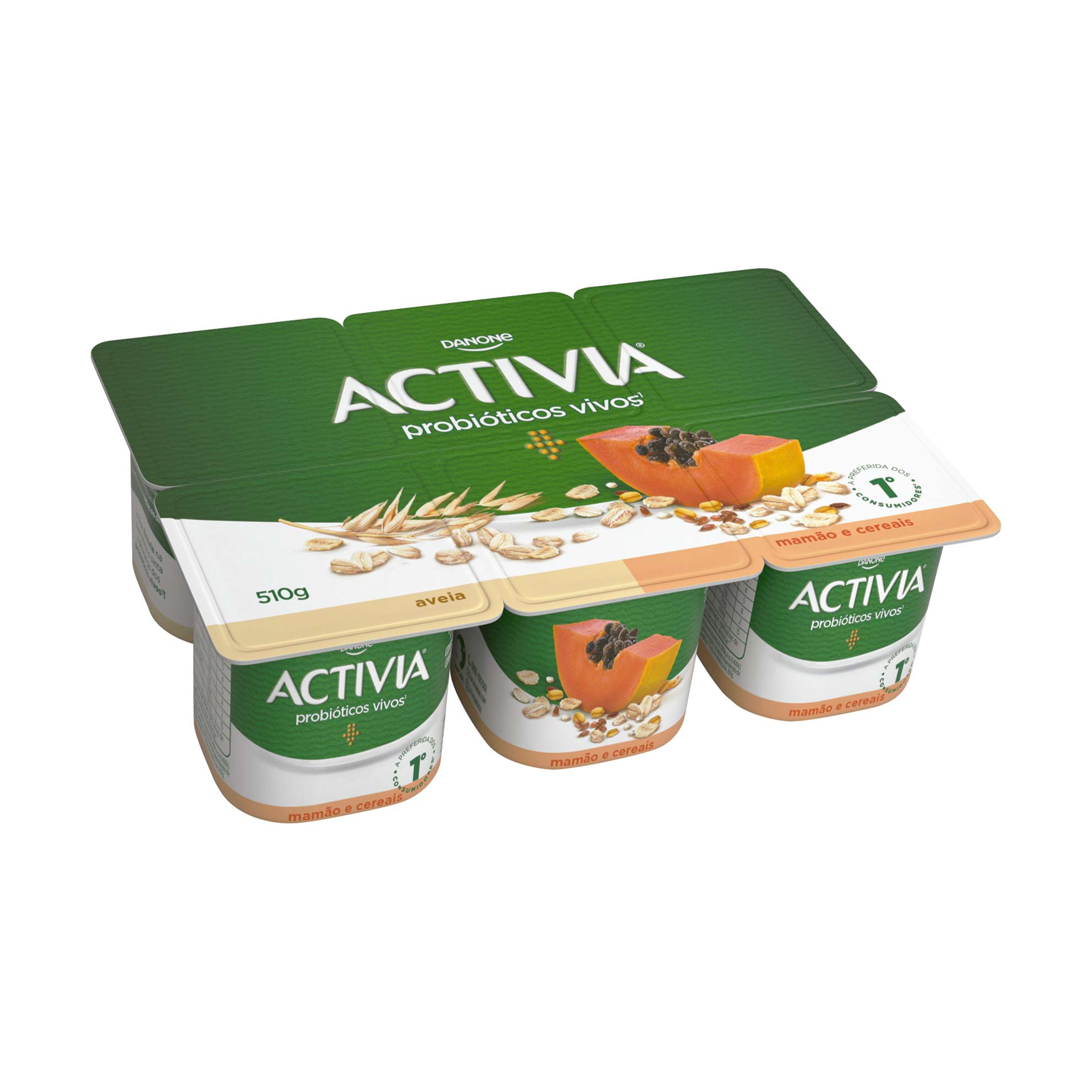 Iogurte de Aveia, Mamão e Cereais Activia Danone 510g