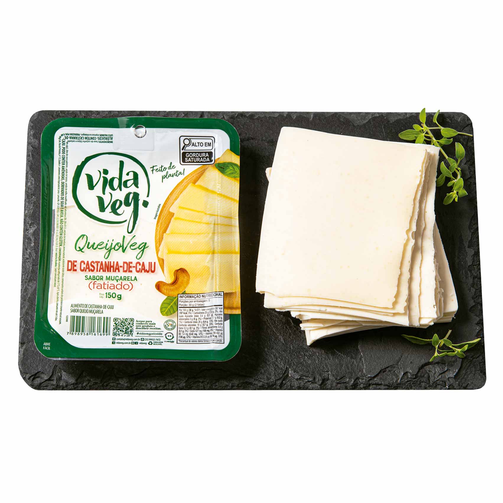 Queijo Mussarela de Castanha de Caju Fatiado Vida Veg 150g