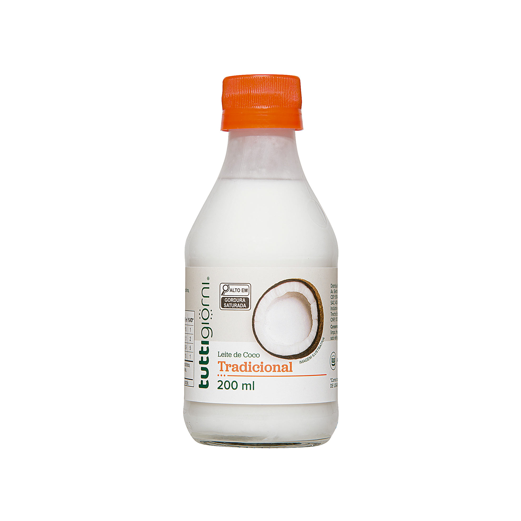 Leite de Coco Tradicional Tutti Giorni Garrafa 200ml