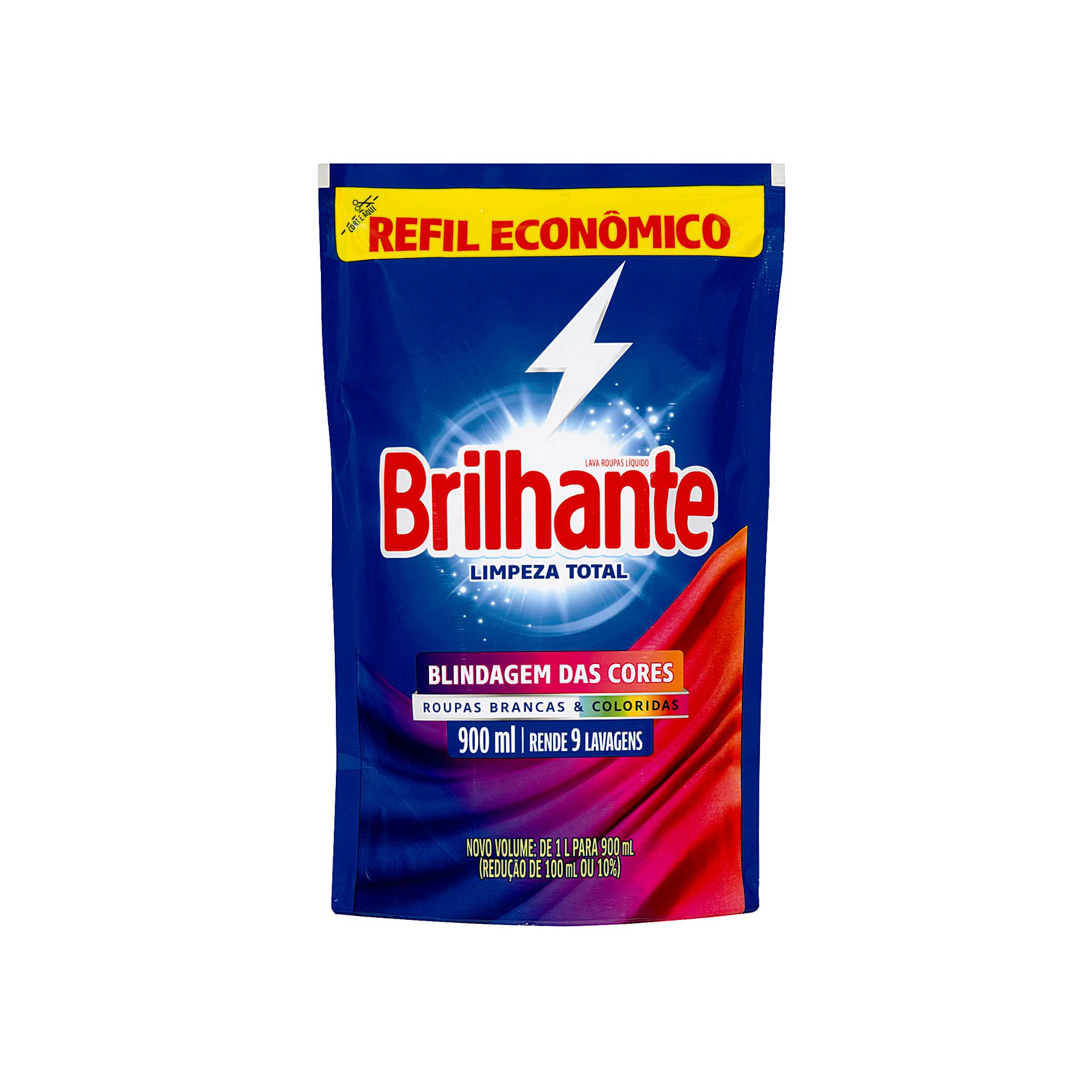 Lava-roupas Líquido Brilhante Blindagem das Cores Sachê Refil 900ml