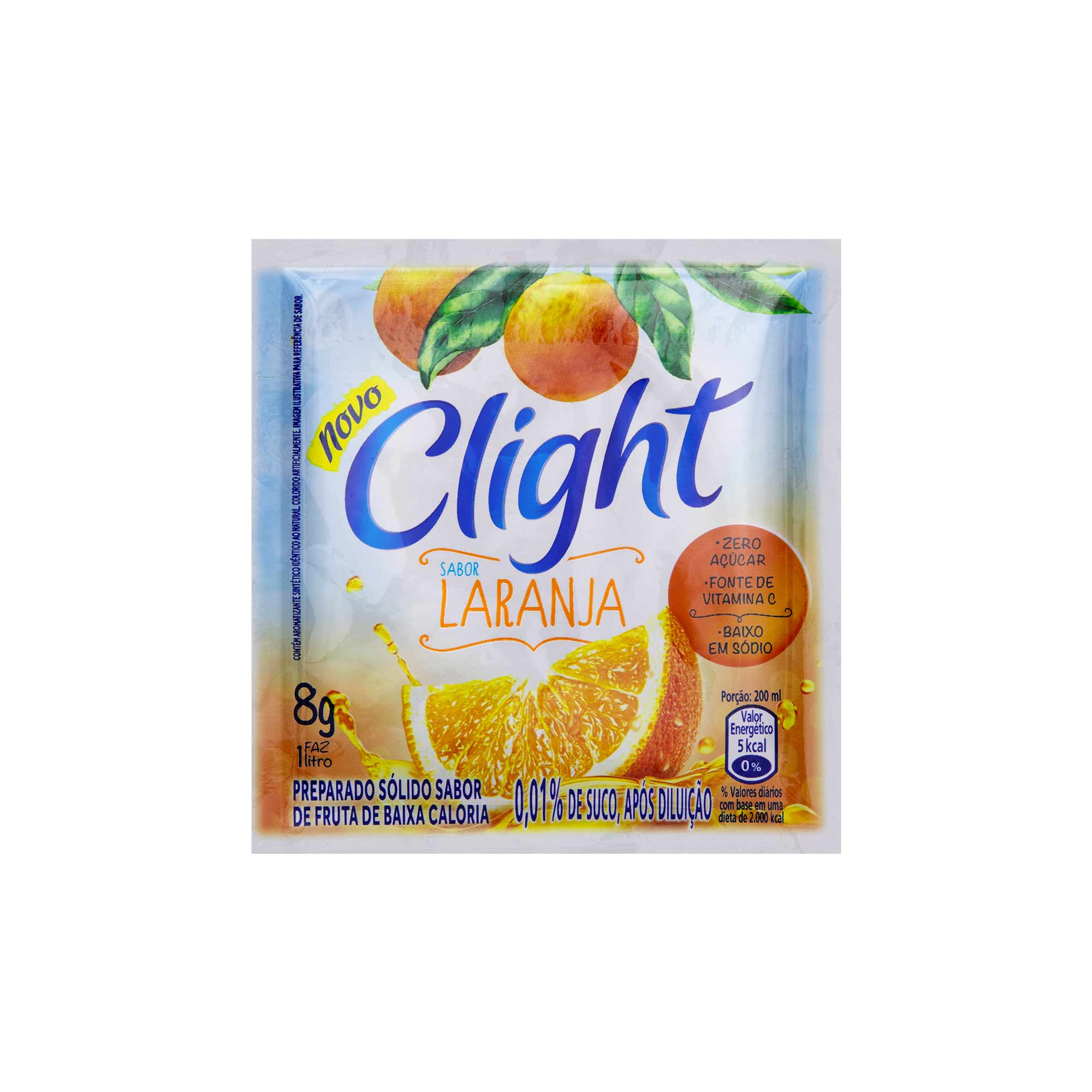 Refresco em Pó Laranja Zero açúcar Clight 8g