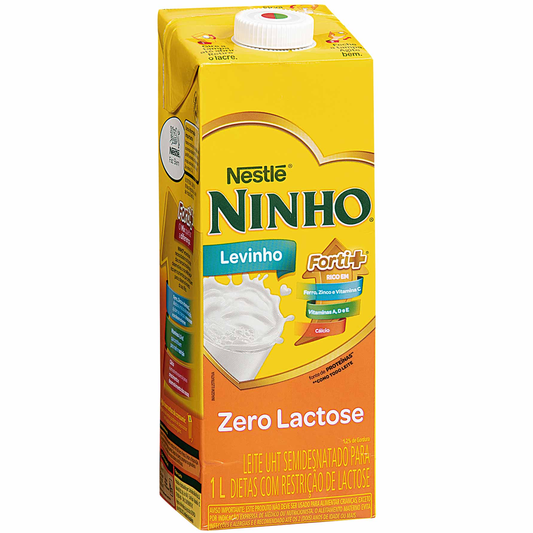 Leite UHT Semidesnatado Zero Lactose Forti+ Levinho Ninho 1 Litro