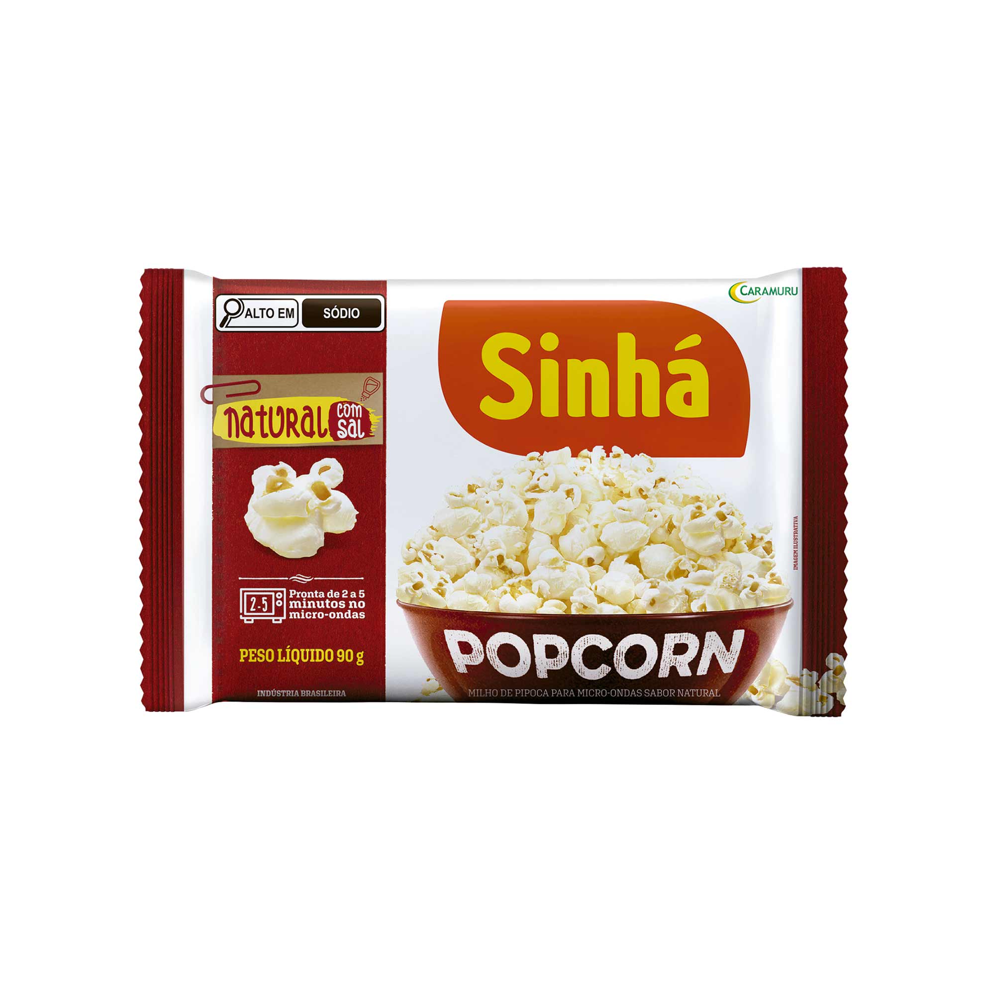 Pipoca para Micro-ondas Natural com Sal Sinhá 90g