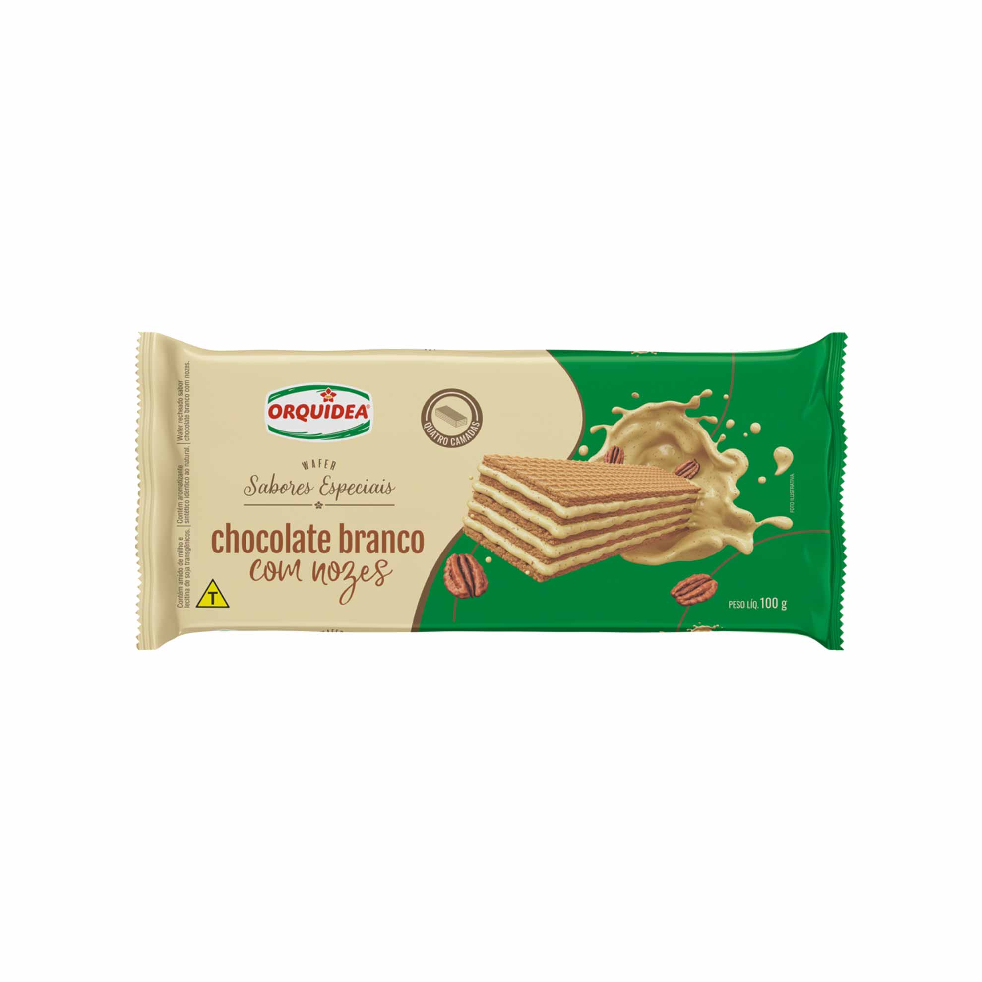 Wafer de Chocolate Branco com Nozes Orquídea 100g