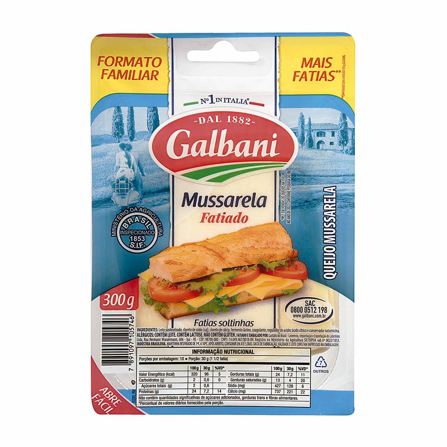 Queijo Mussarela Fatiado Galbani 300g