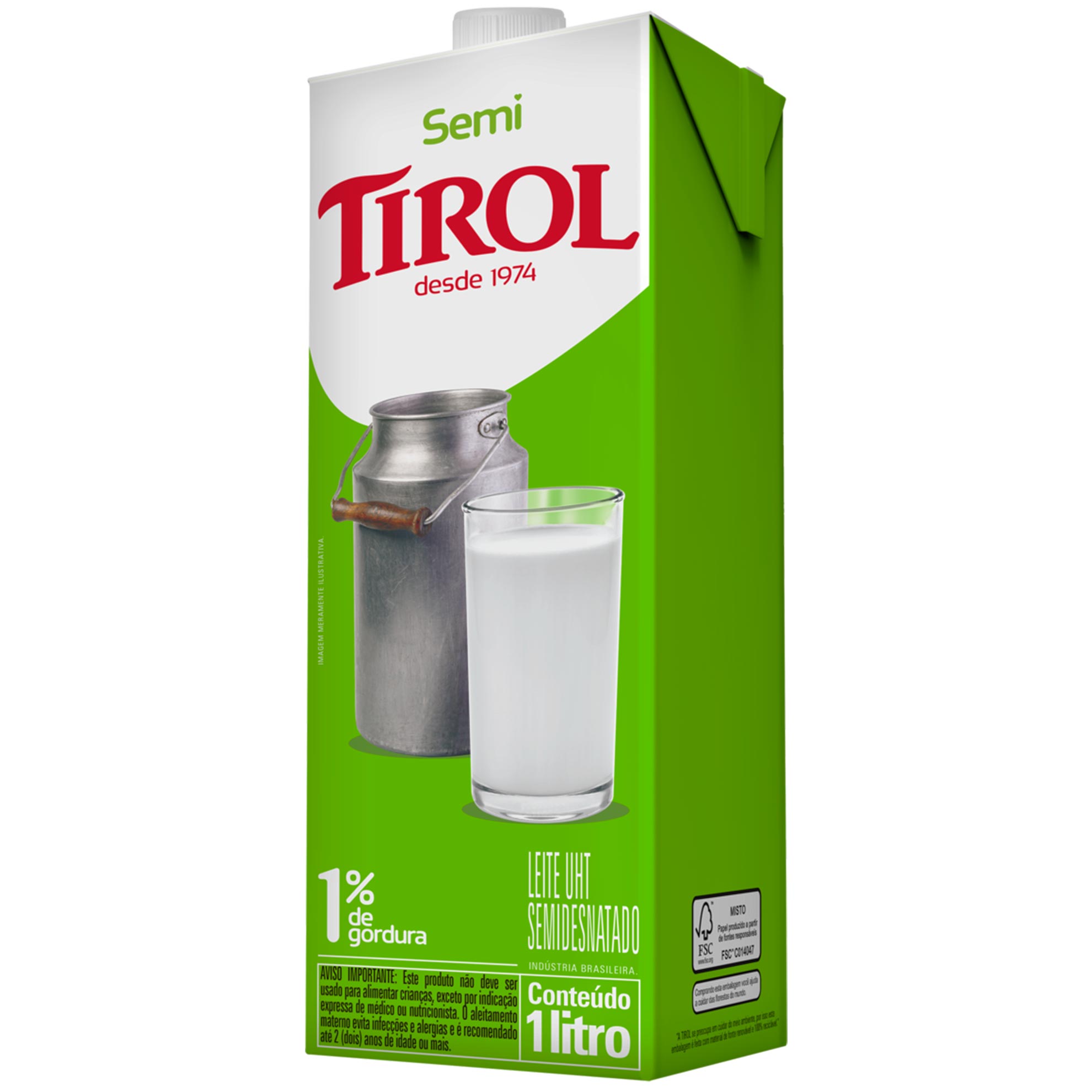 Leite UHT Semidesnatado Tirol 1 Litro