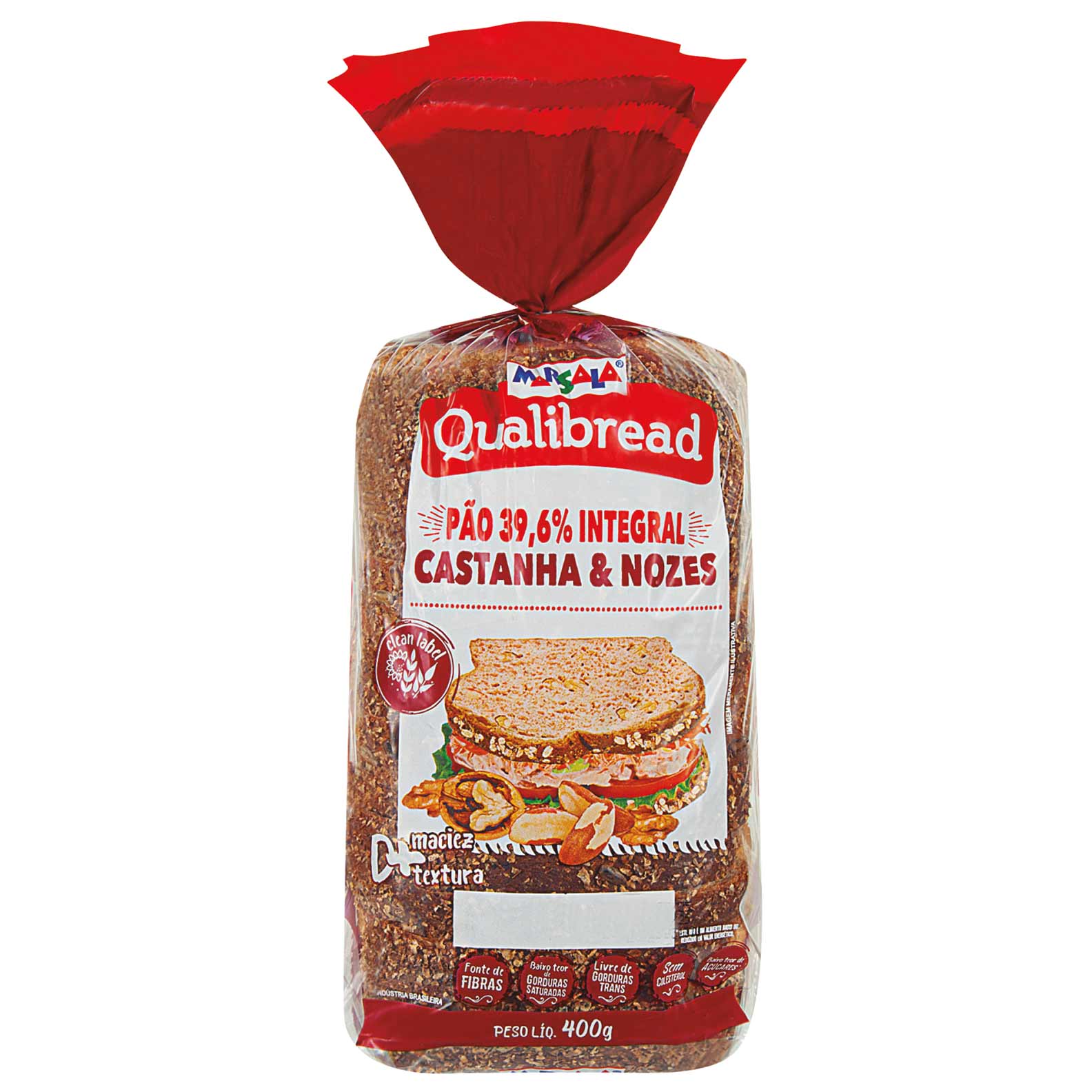 Pão de Forma Integral Castanha & Nozes Qualibread 400g