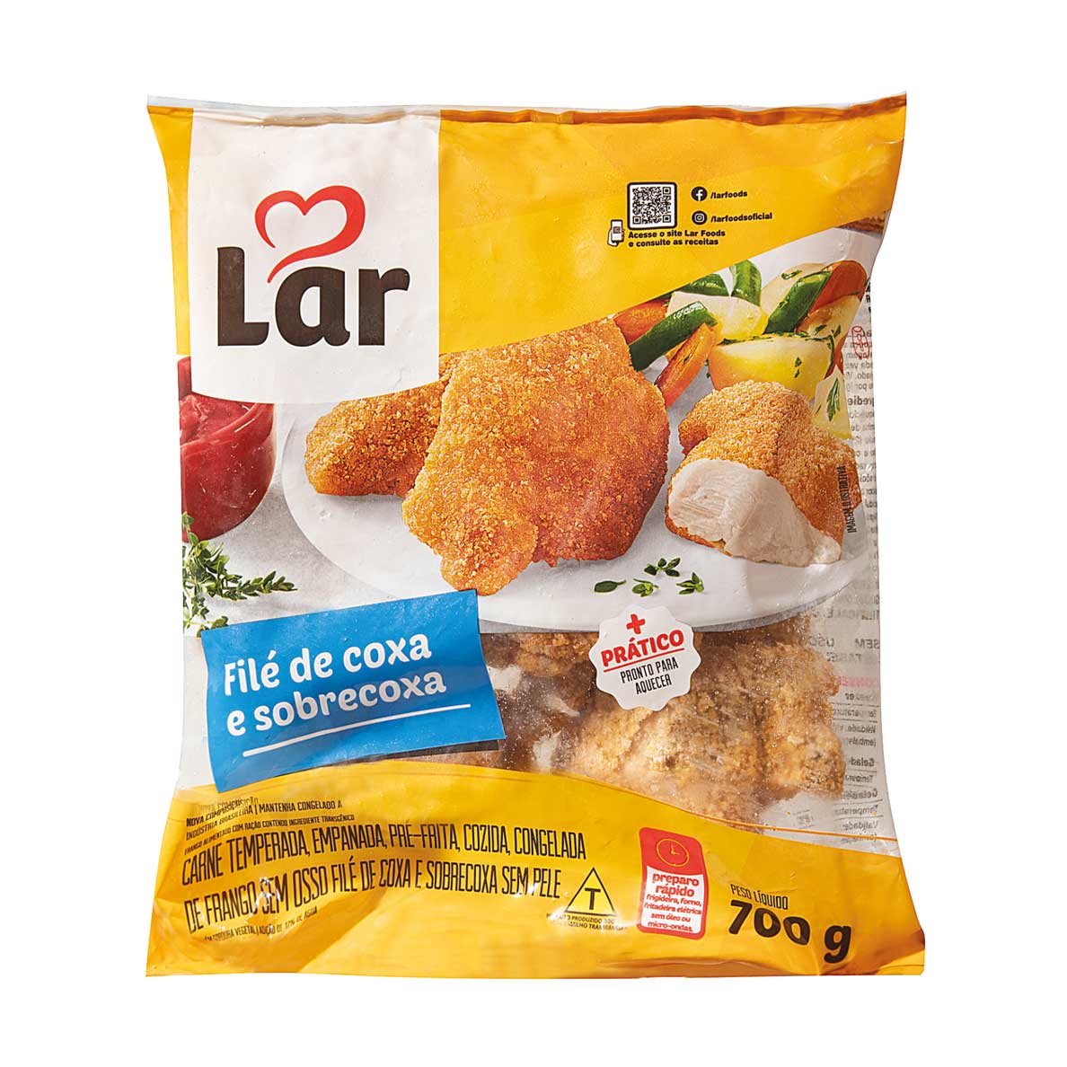 Filé de Coxa e Sobrecoxa de Frango Empanado Congelado Lar 700g