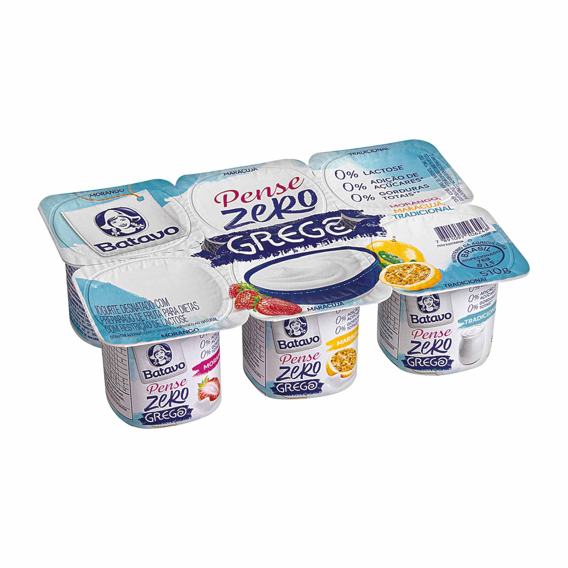 Iogurte Grego Morango e Maracujá Pense Zero Batavo 510g