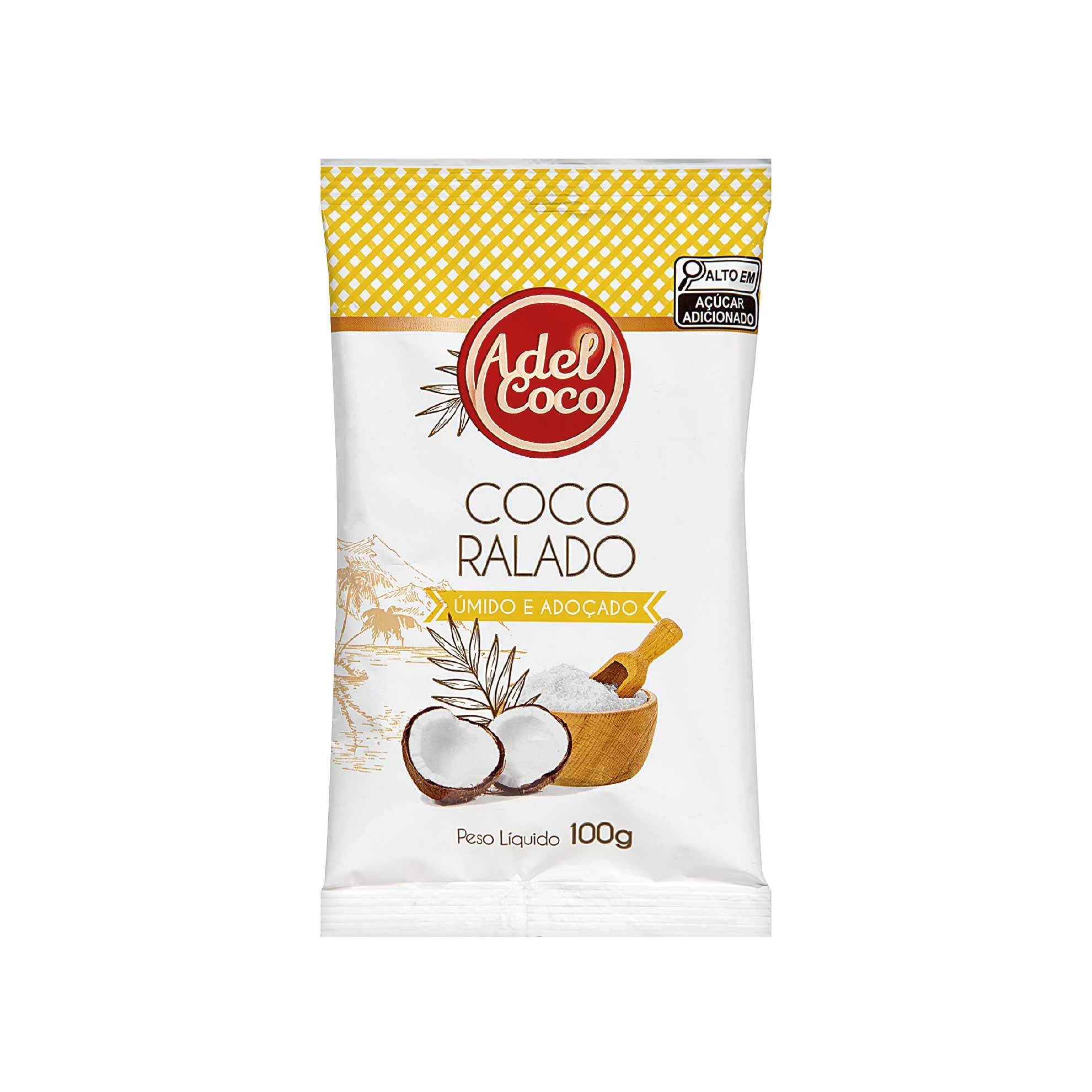 Coco Ralado Úmido e Adoçado Adel Coco 100g