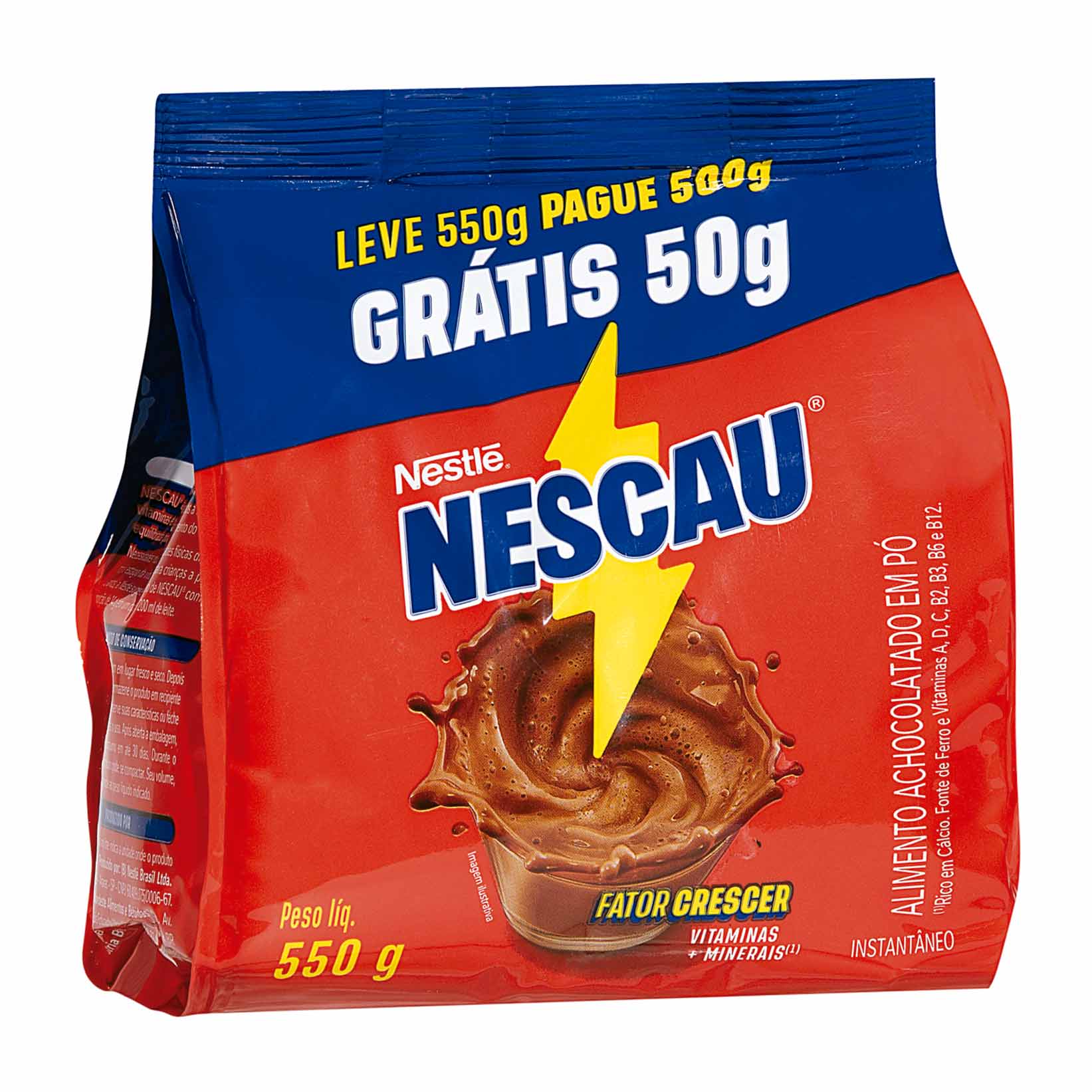 Achocolatado em Pó Nescau Nestlé Sachê 550g Emabalagem Promocional