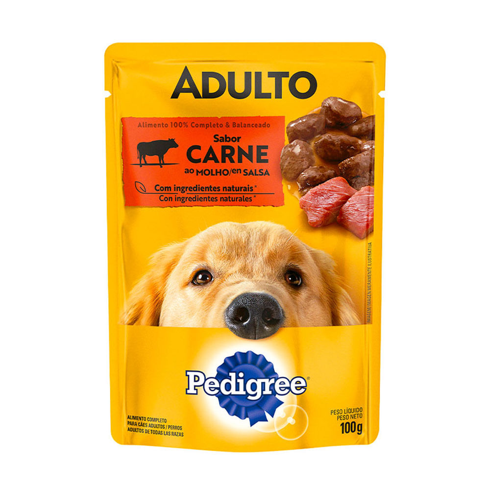 Ração Úmida para Cães  Pedigree Adultos Carne Sachê 100g