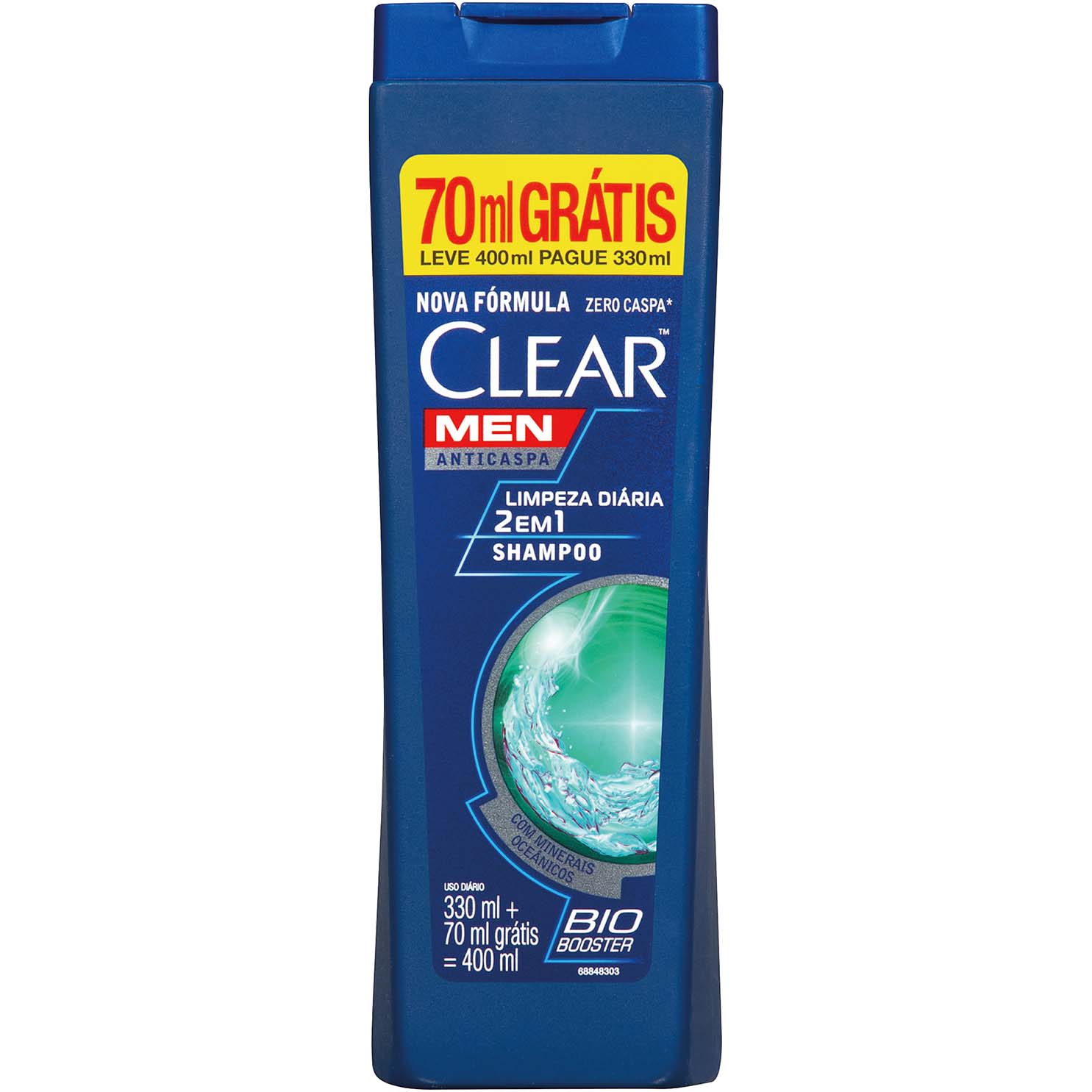 Shampoo Anticaspa Clear Men Limpeza Diária 2 em 1 400ml Embalagem Promocional
