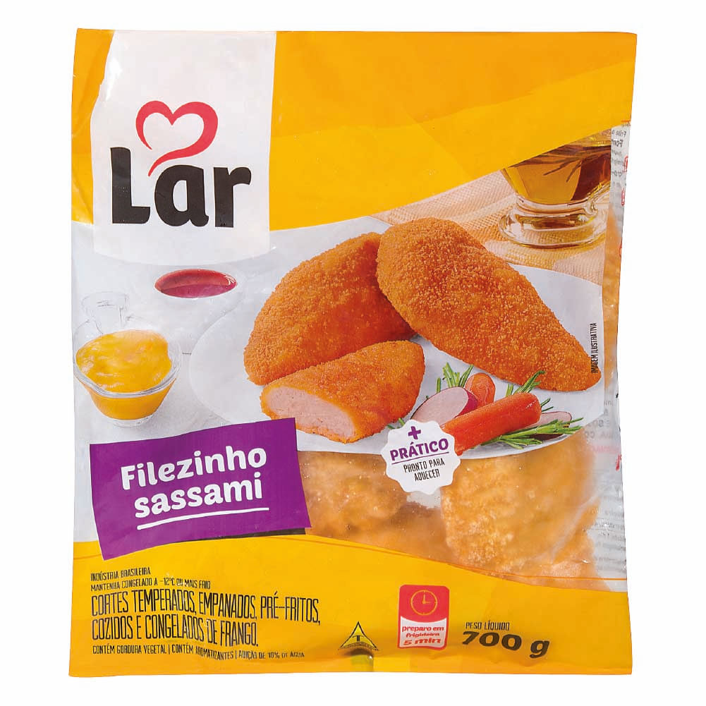 Filezinho de Frango Sassami Empanado Congelado Lar 700g