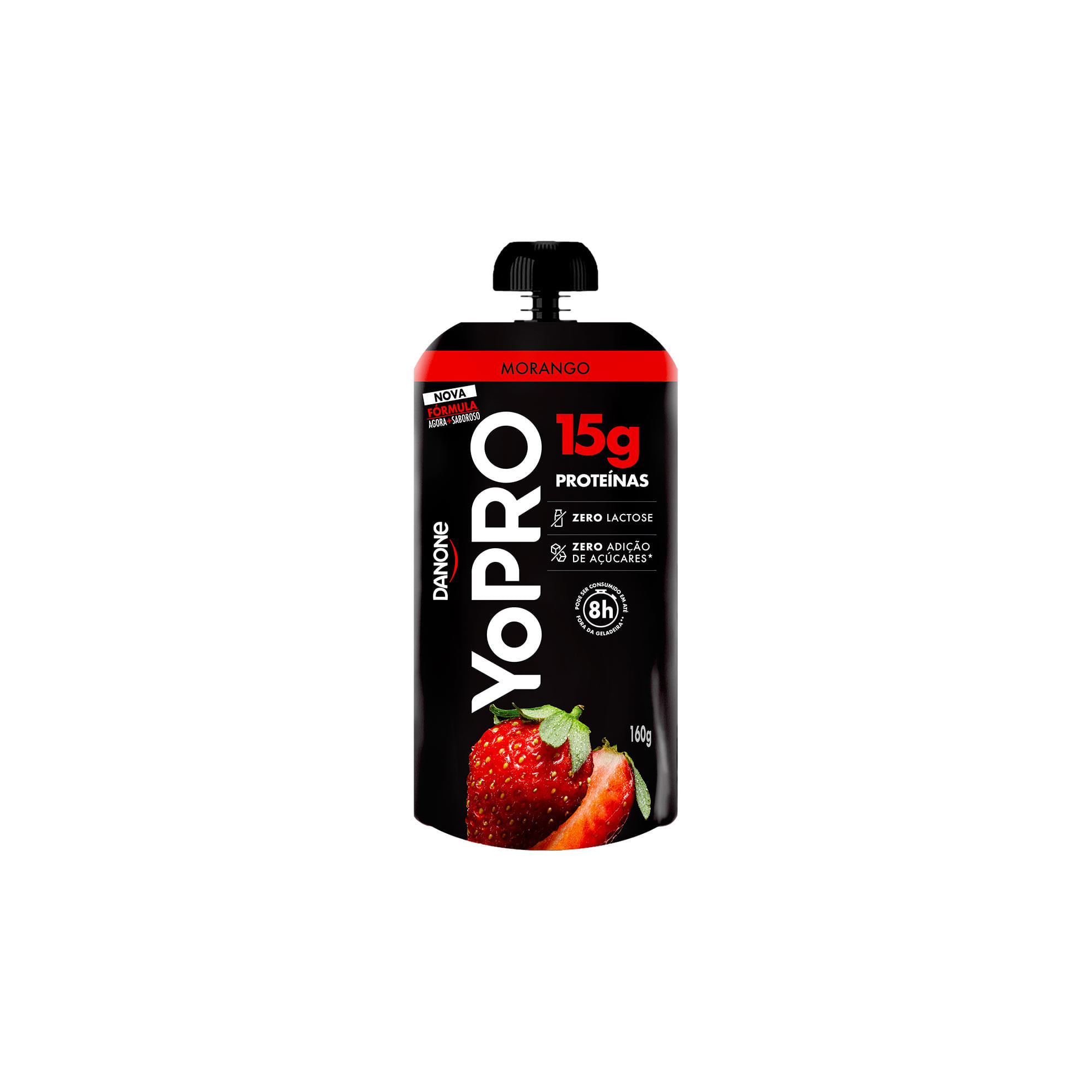 Iogurte de Morango Zero Lactose 15g Proteínas YoPRO Danone Pouch 160g