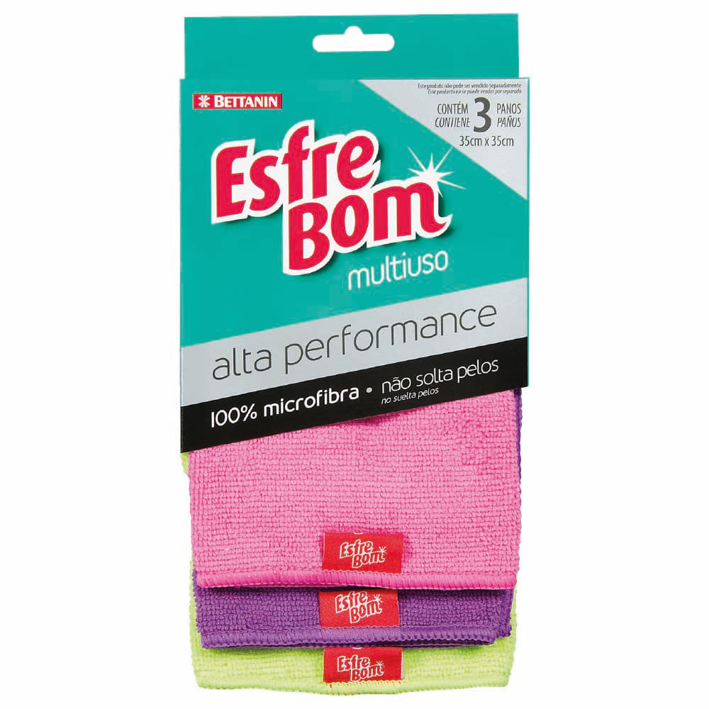 Conjunto com 3 Panos de Microfibra EsfreBom Bettanin