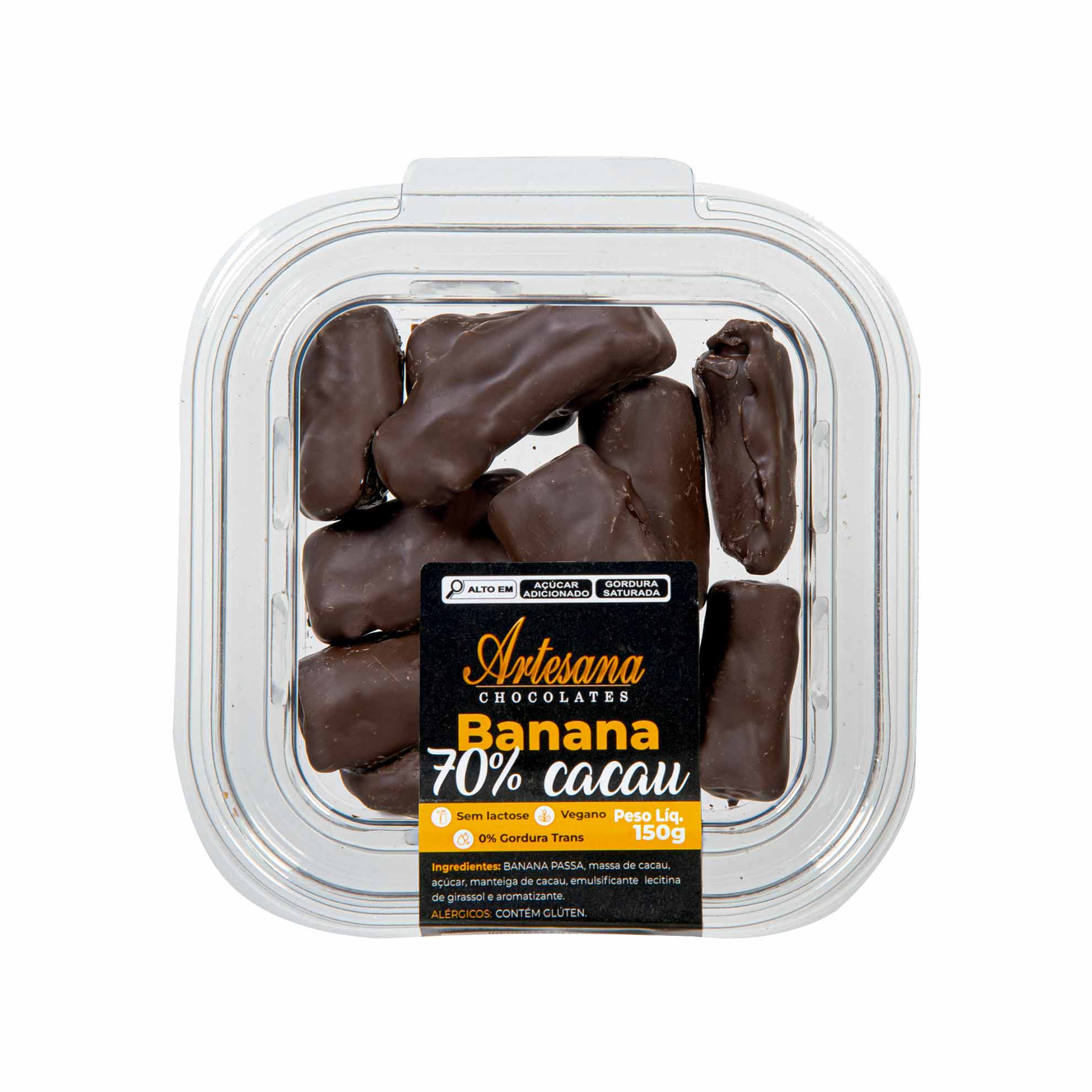 Banana com Chocolate 70% Cacau Artesana Chocolates 150g