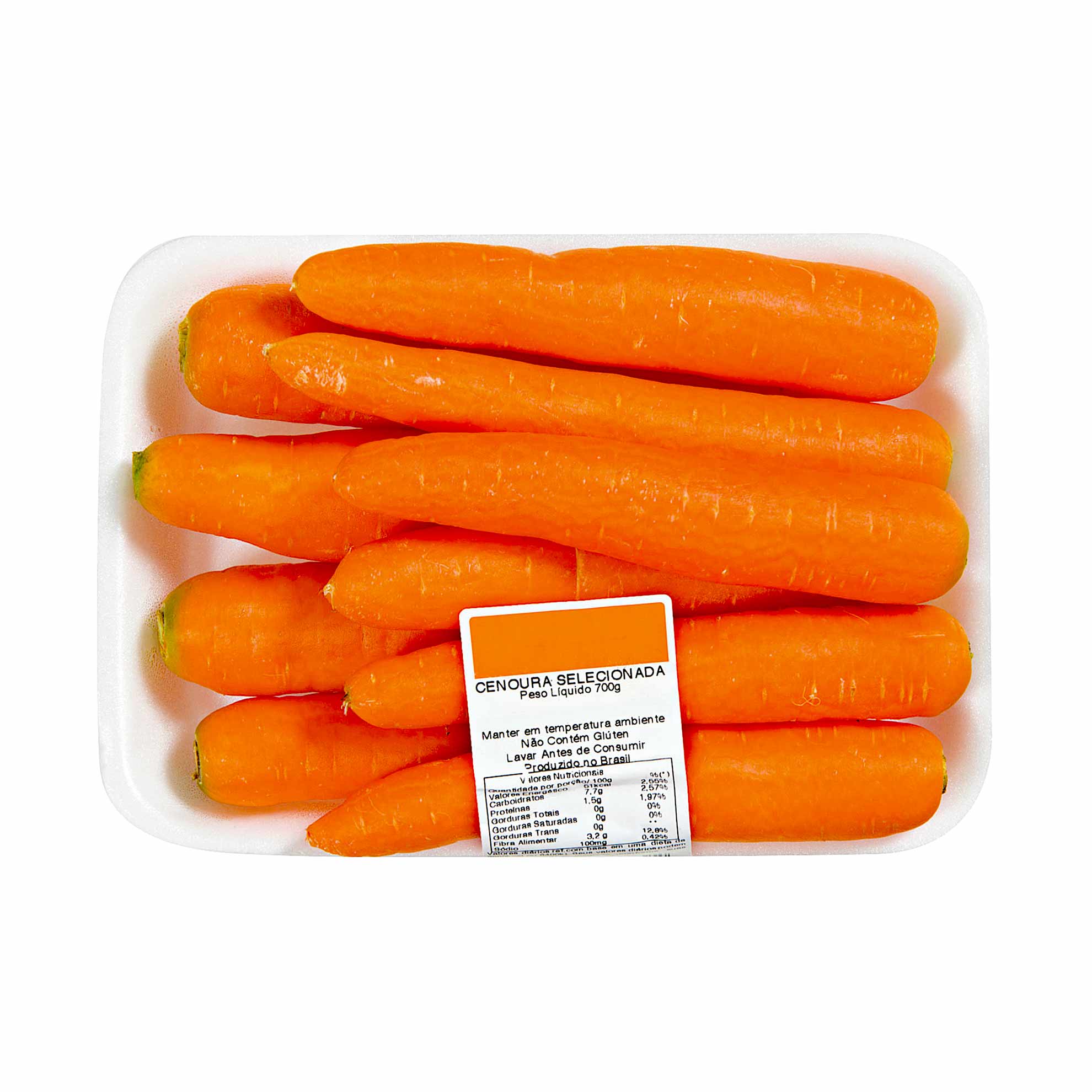 Cenoura Selecionada Bandeja 700g