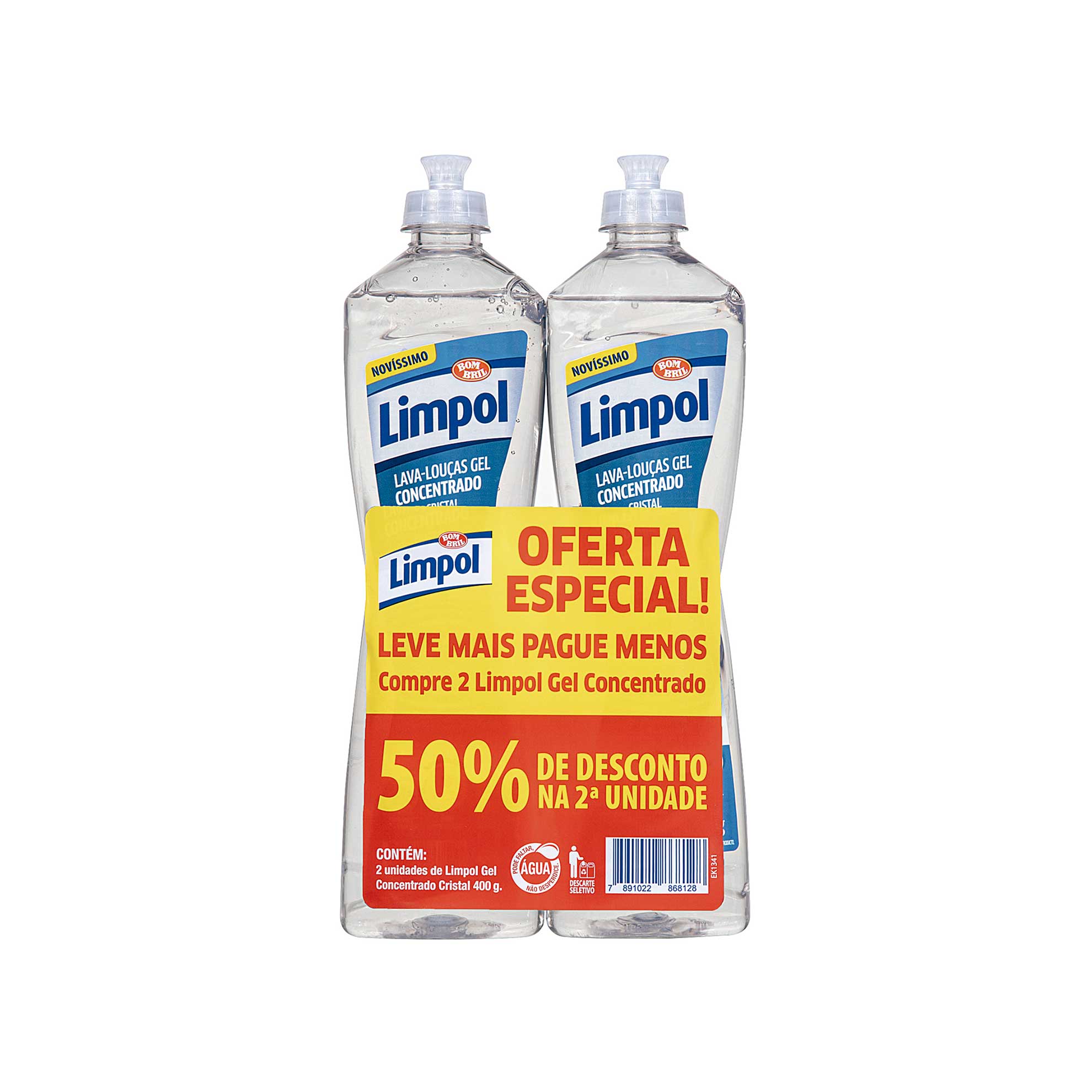Detergente Gel Concentrado Limpol Cristal 400g com 2 Unidades Embalagem Promocional