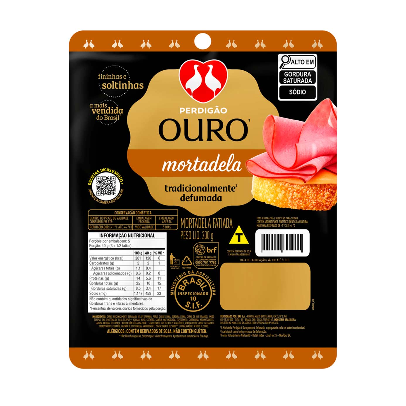 Mortadela Ouro Fatiada Perdigão 200g
