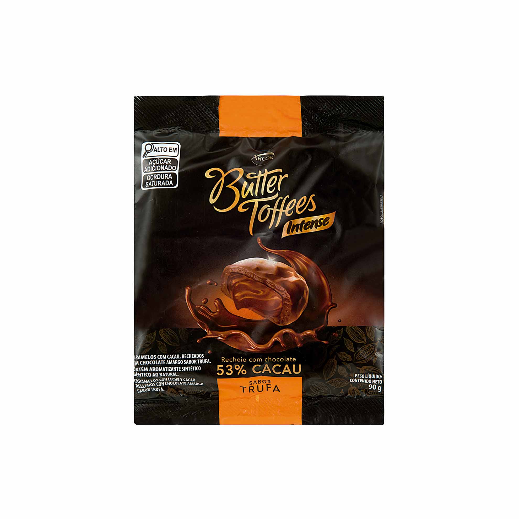 Bala sabor Trufa 53% Cacau Butter Toffees Intense Arcor 90g