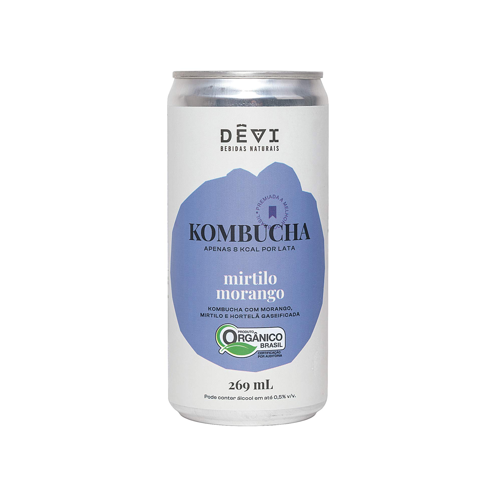 Kombucha Orgânica Mirtilo, Morango e Hortelã Dêvi 269ml