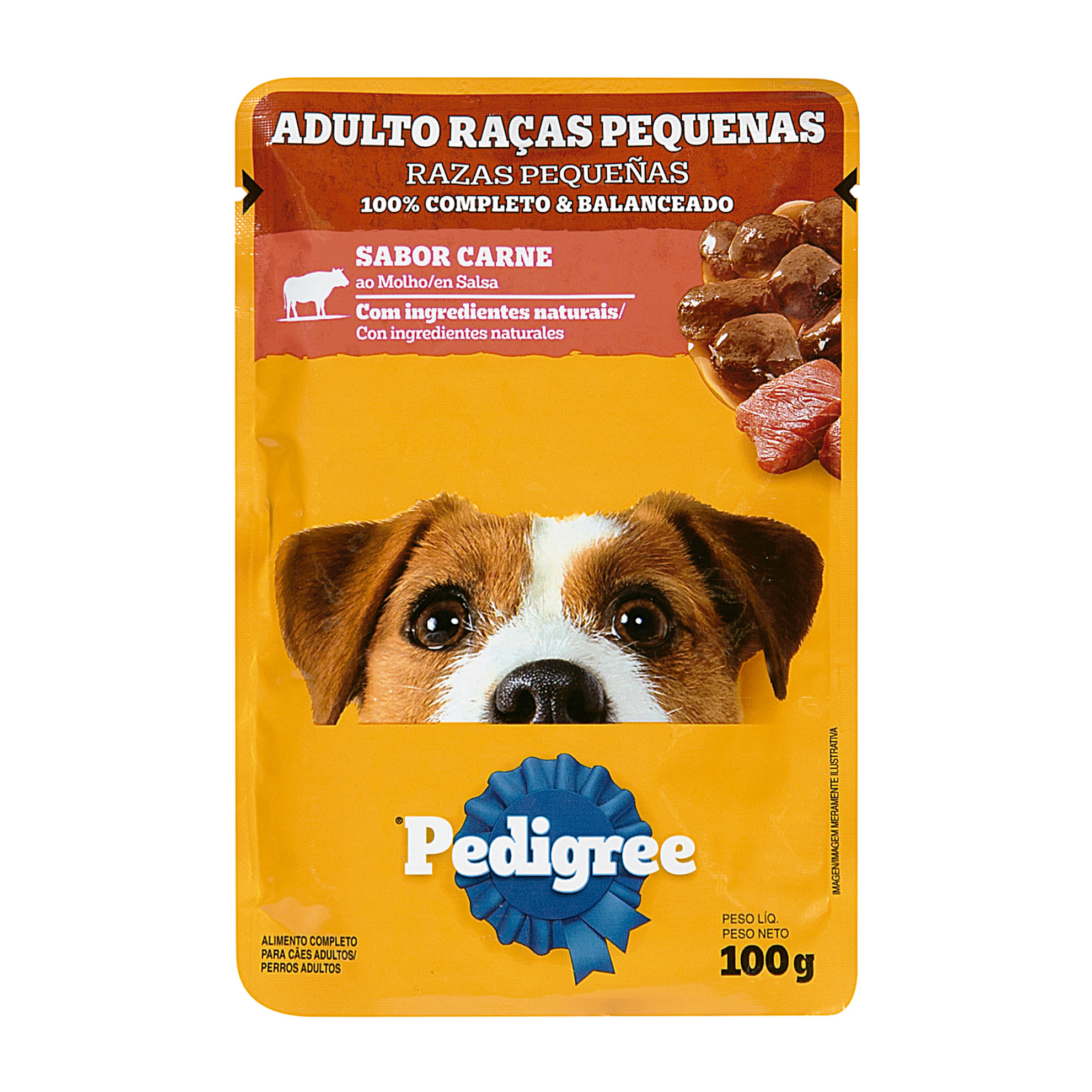 Ração Úmida para Cães Pedigree Adultos Raças Pequenas Carne Sachê 100g