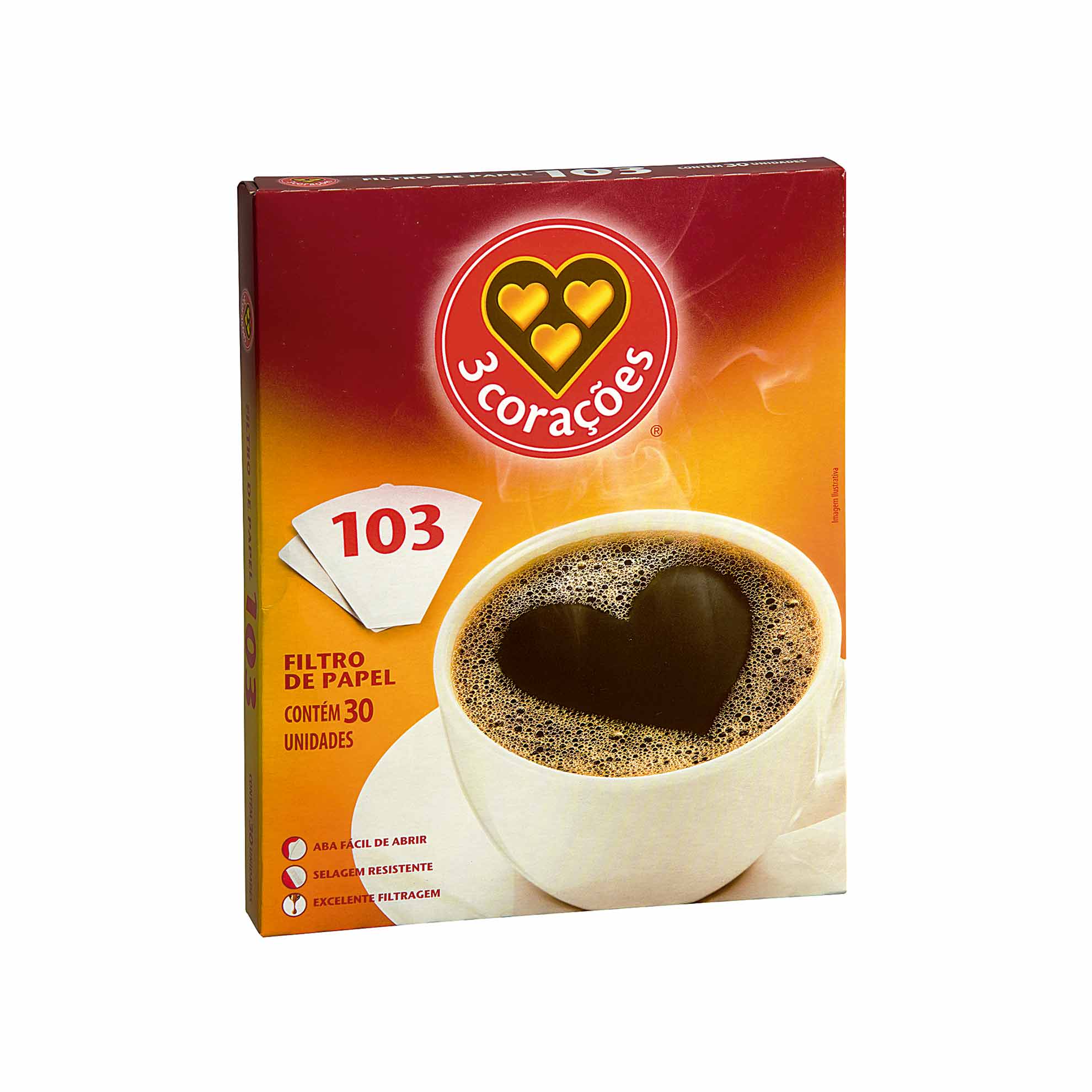 Filtro de Papel 103 3 Corações 30 unidades