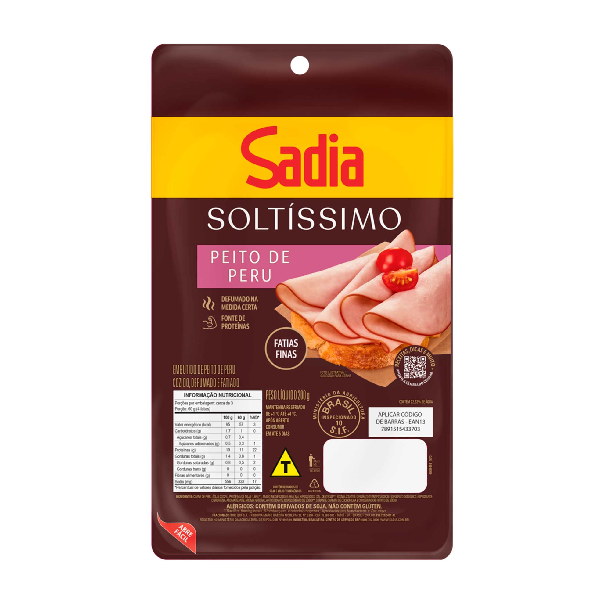 Peito de Peru Fatiado Soltíssimo Sadia 200g