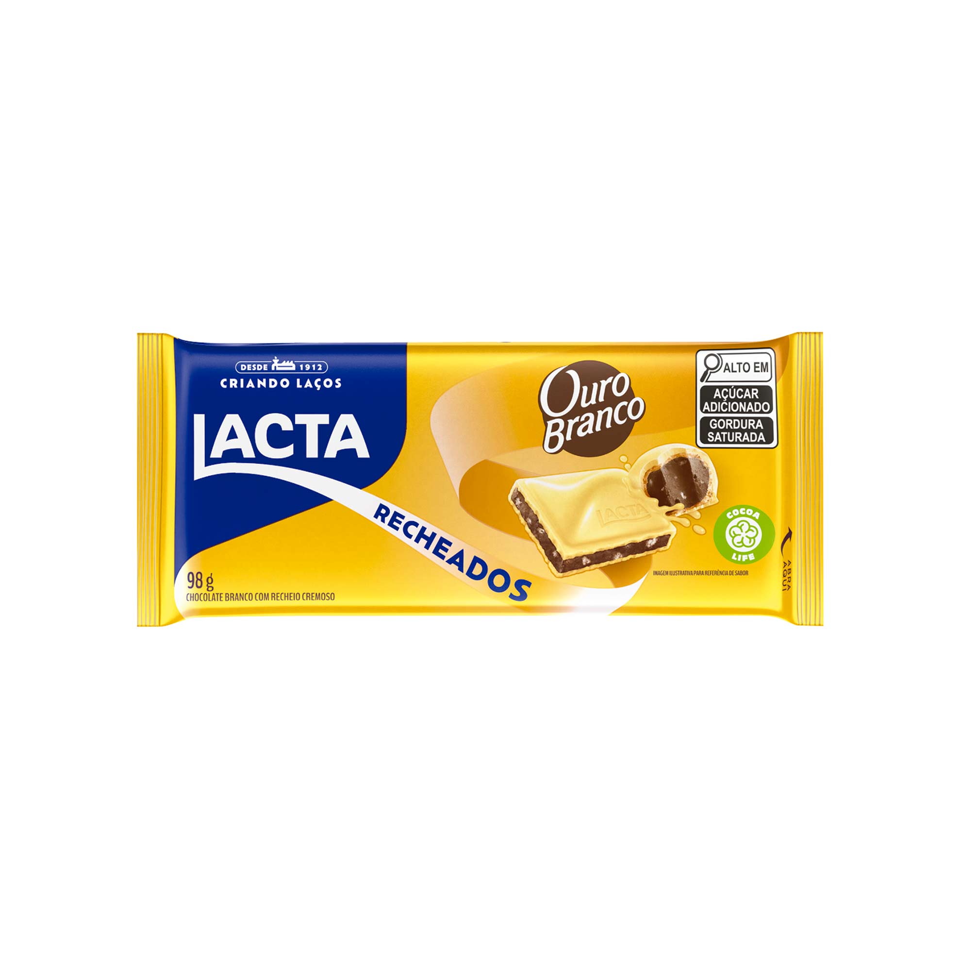 Chocolate Lacta Recheado Ouro Branco 98g