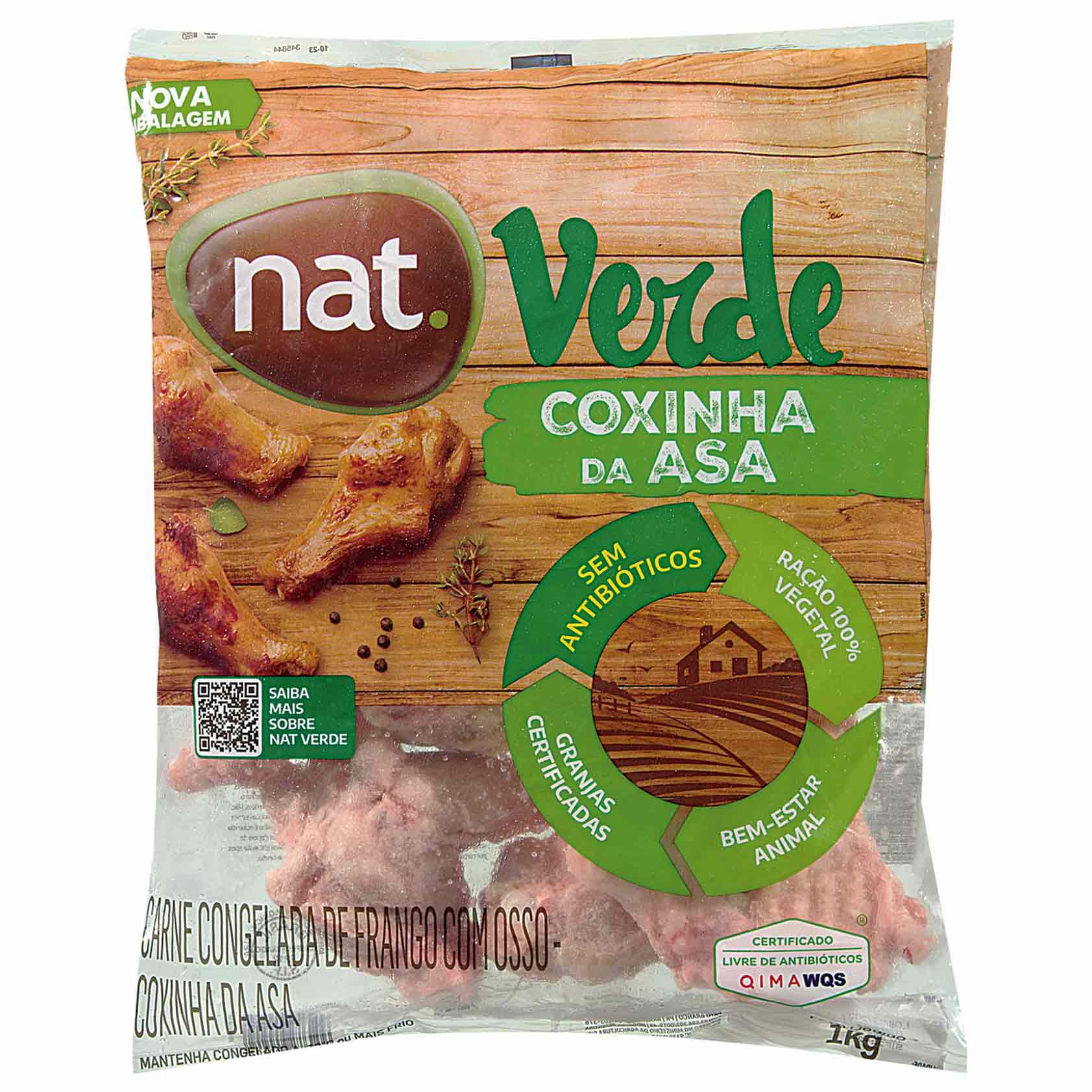 Coxinha da Asa de Frango Congelada Nat Verde 1kg