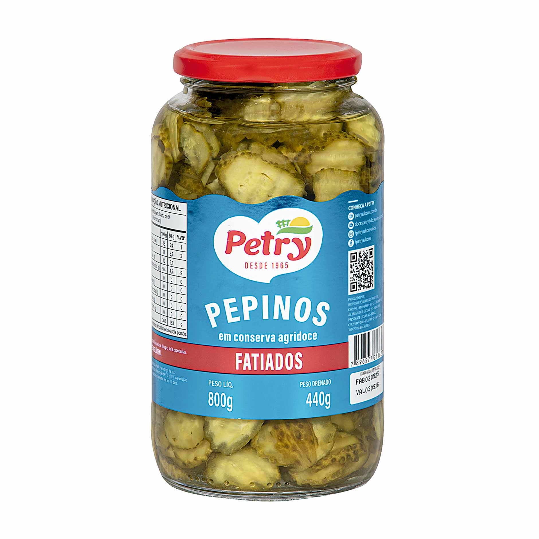 Pepinos em Conserva Agridoce Fatiado Petry 440g