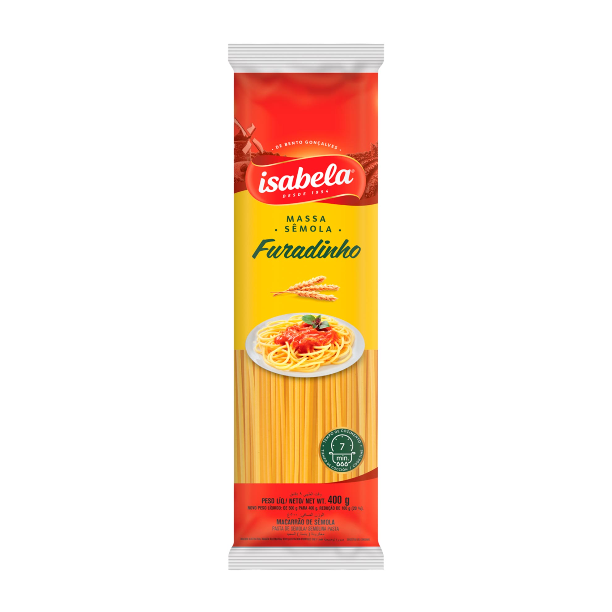 Massa de Sêmola Furadinho Isabela 400g