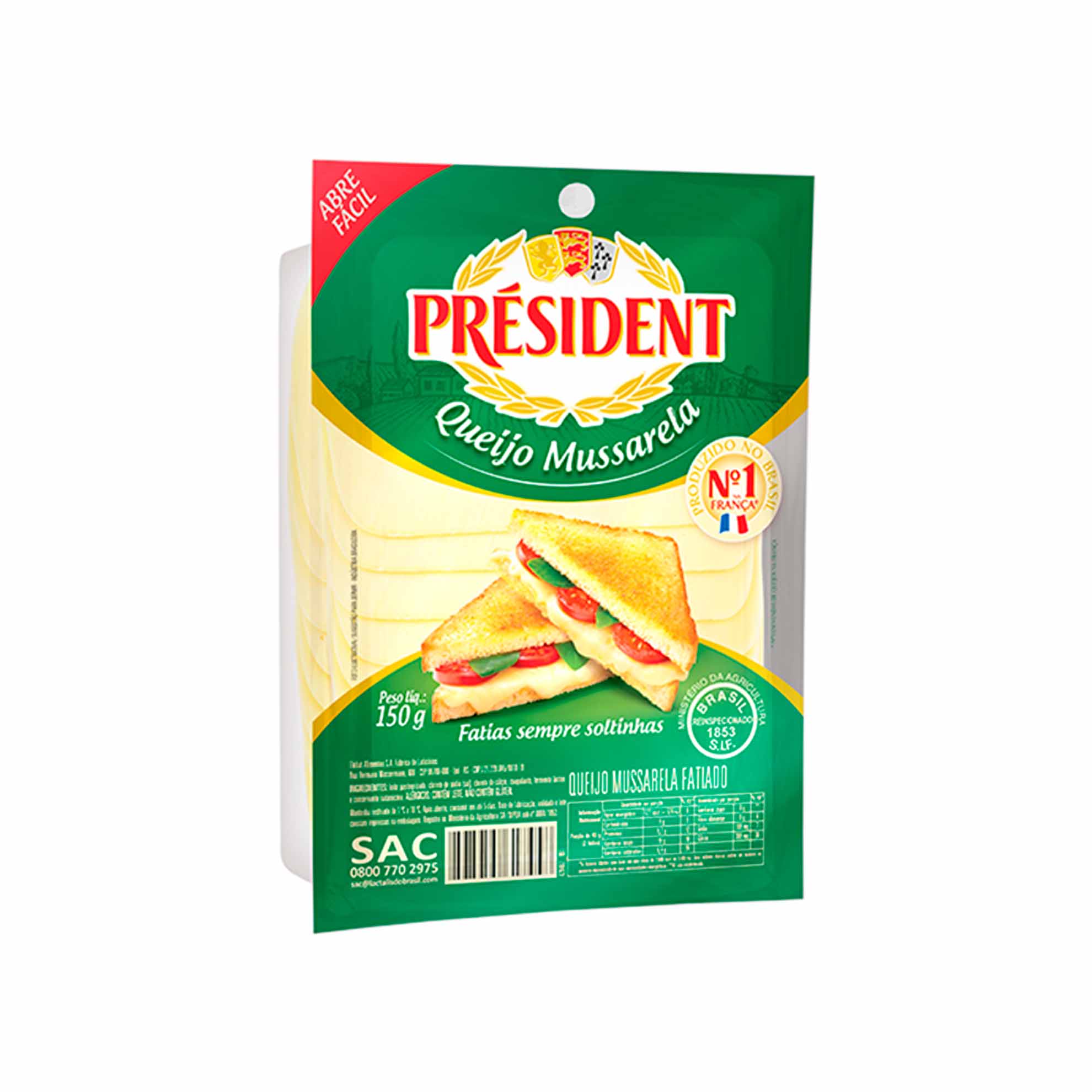 Queijo Mussarela Fatiado Président 150g