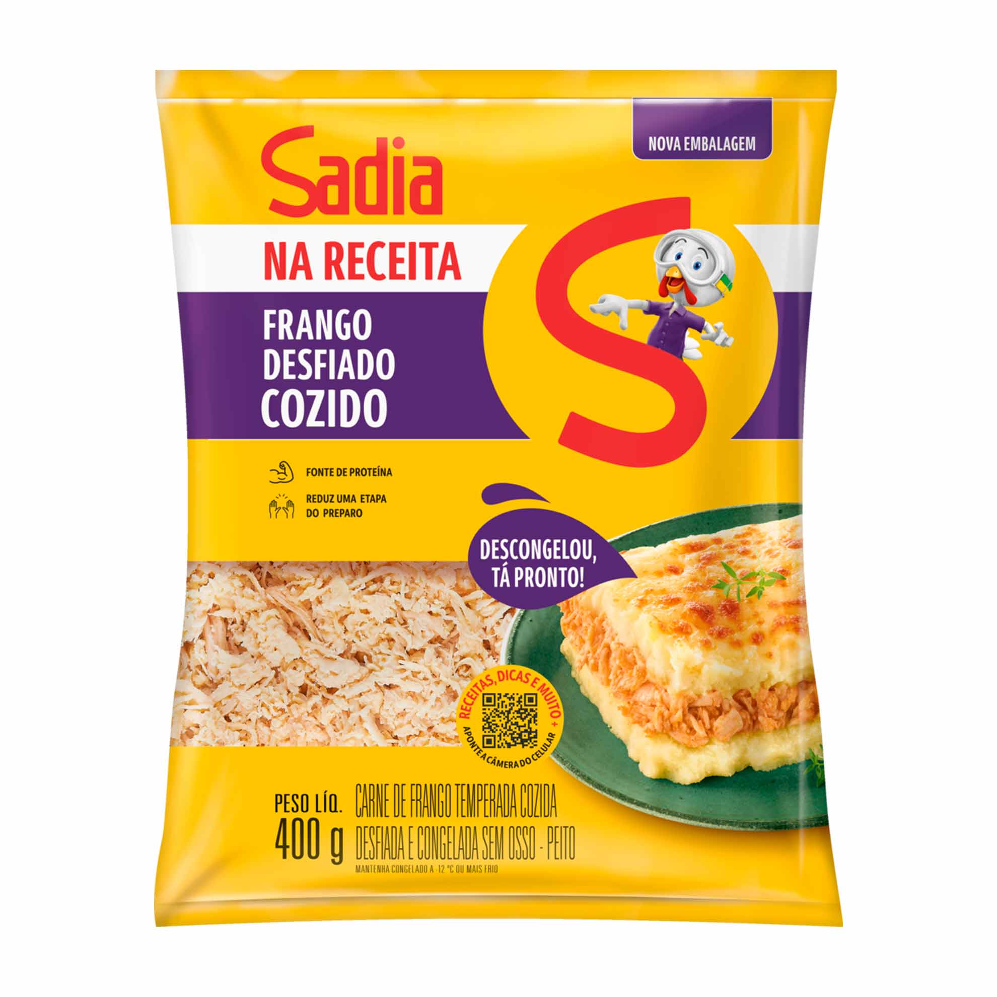 Frango Desfiado Cozido Congelado Sadia 400g