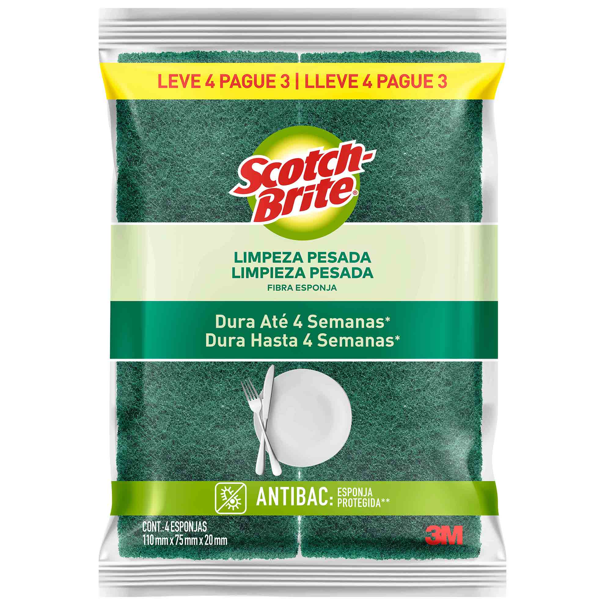 Conjunto com 4 Esponjas Multiuso Scotch-Brite