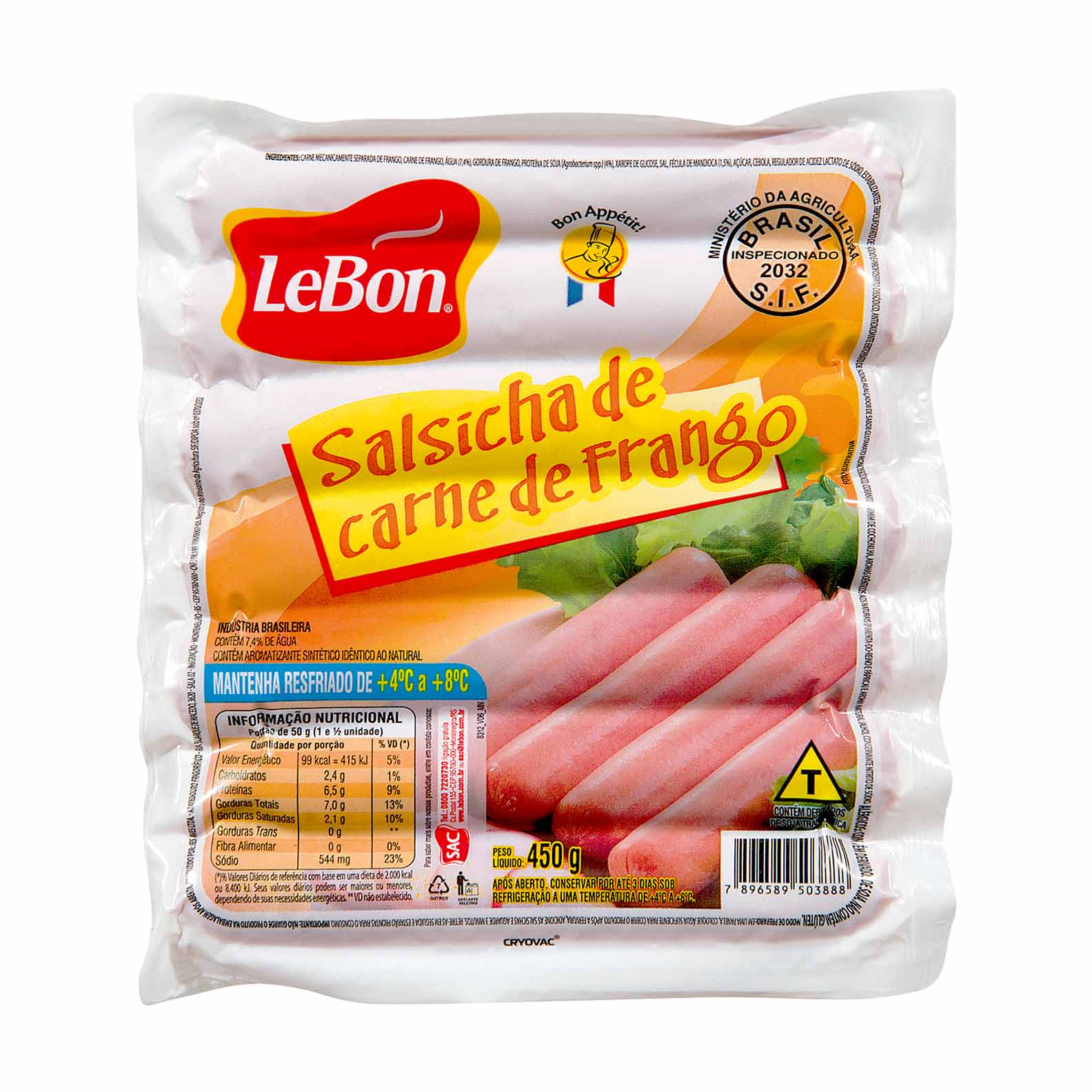 Salsicha de Frango LeBon 450g