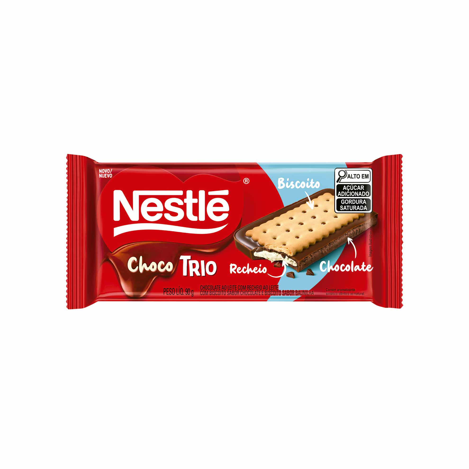 Chocolate Nestlé Choco Trio com Recheio ao Leite 90g