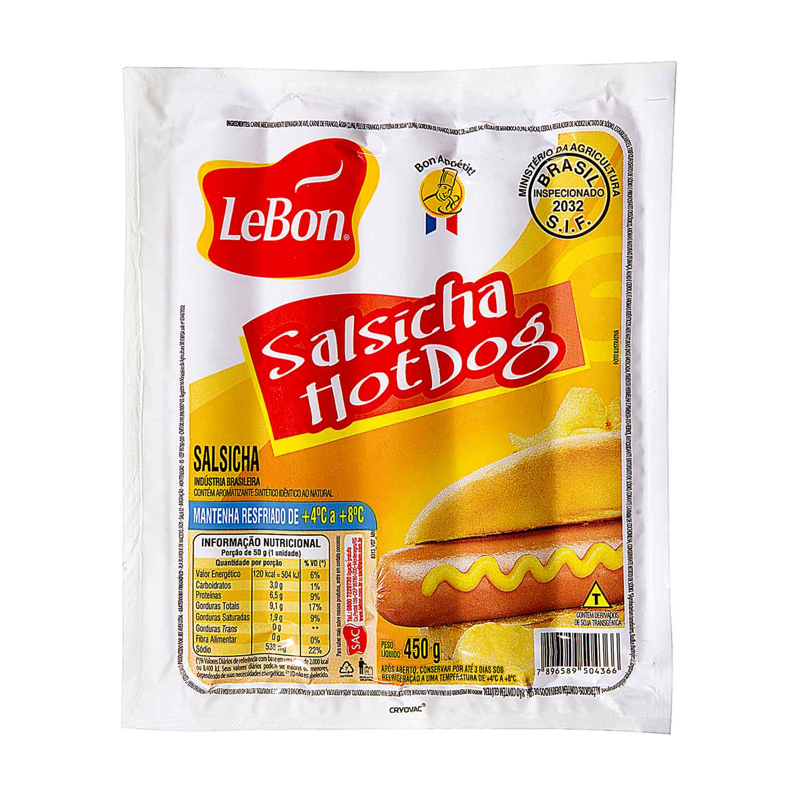 Salsicha Hot Dog LeBon 450g